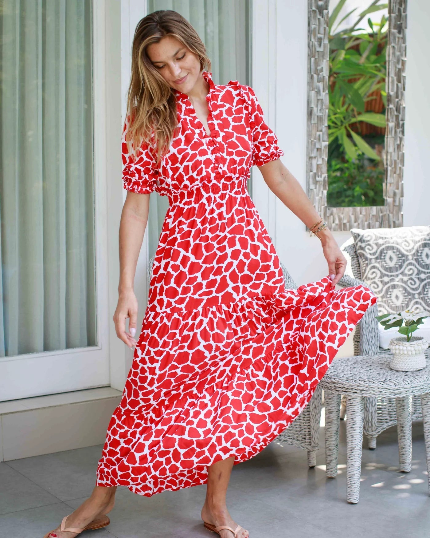 Jo Dress Red Giraffe