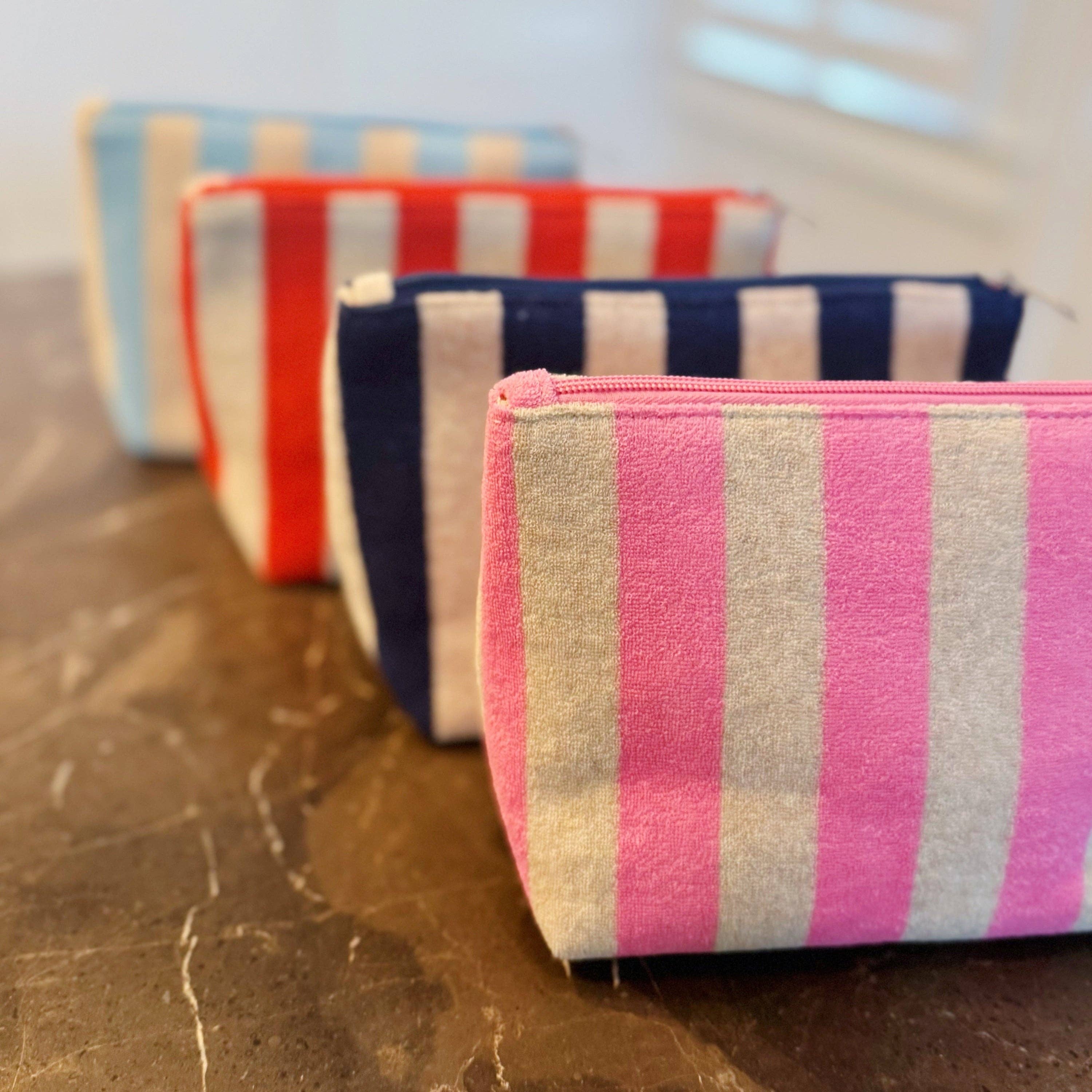 Terry Striped Everything Pouch Cosmetic Case