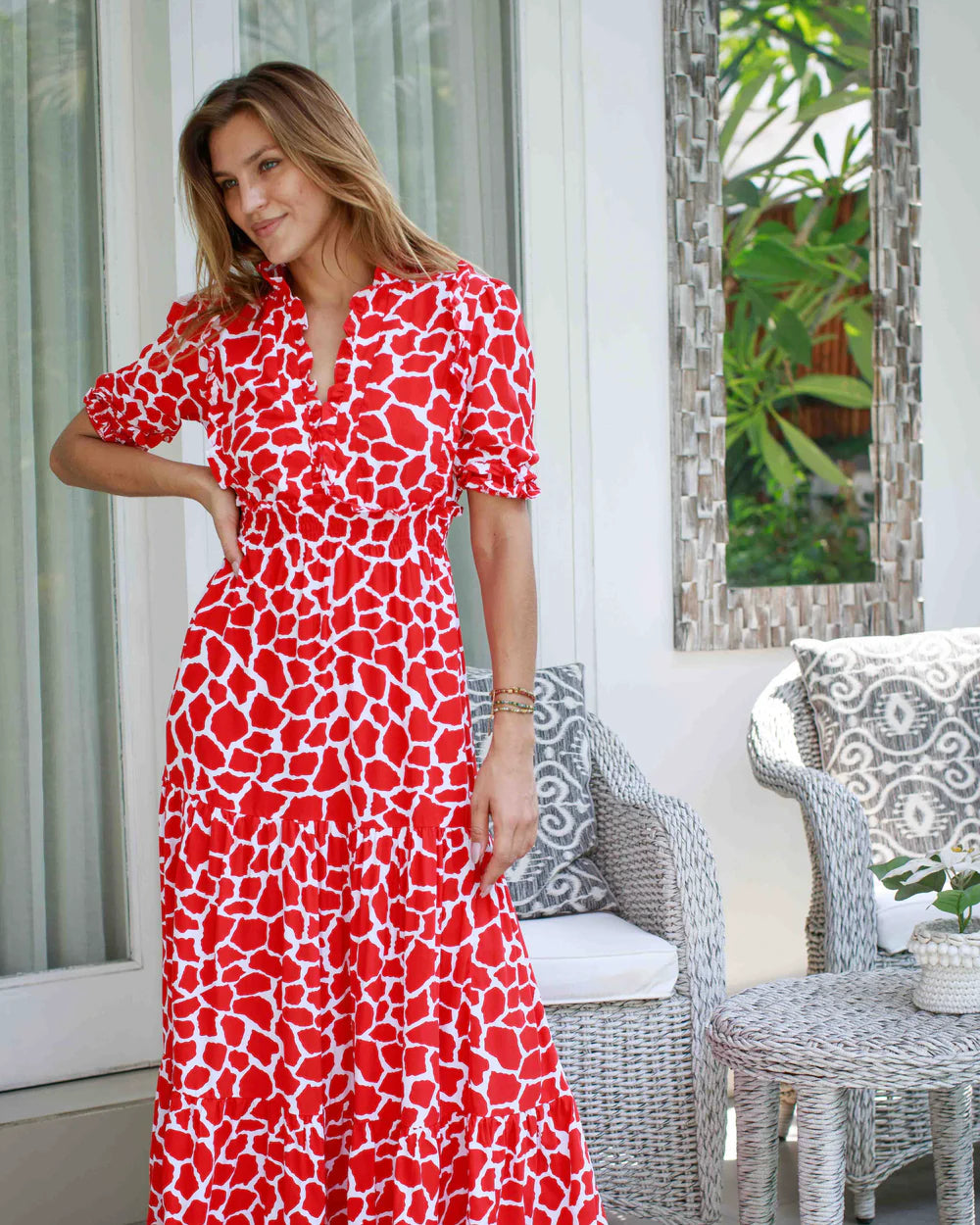 Jo Dress Red Giraffe