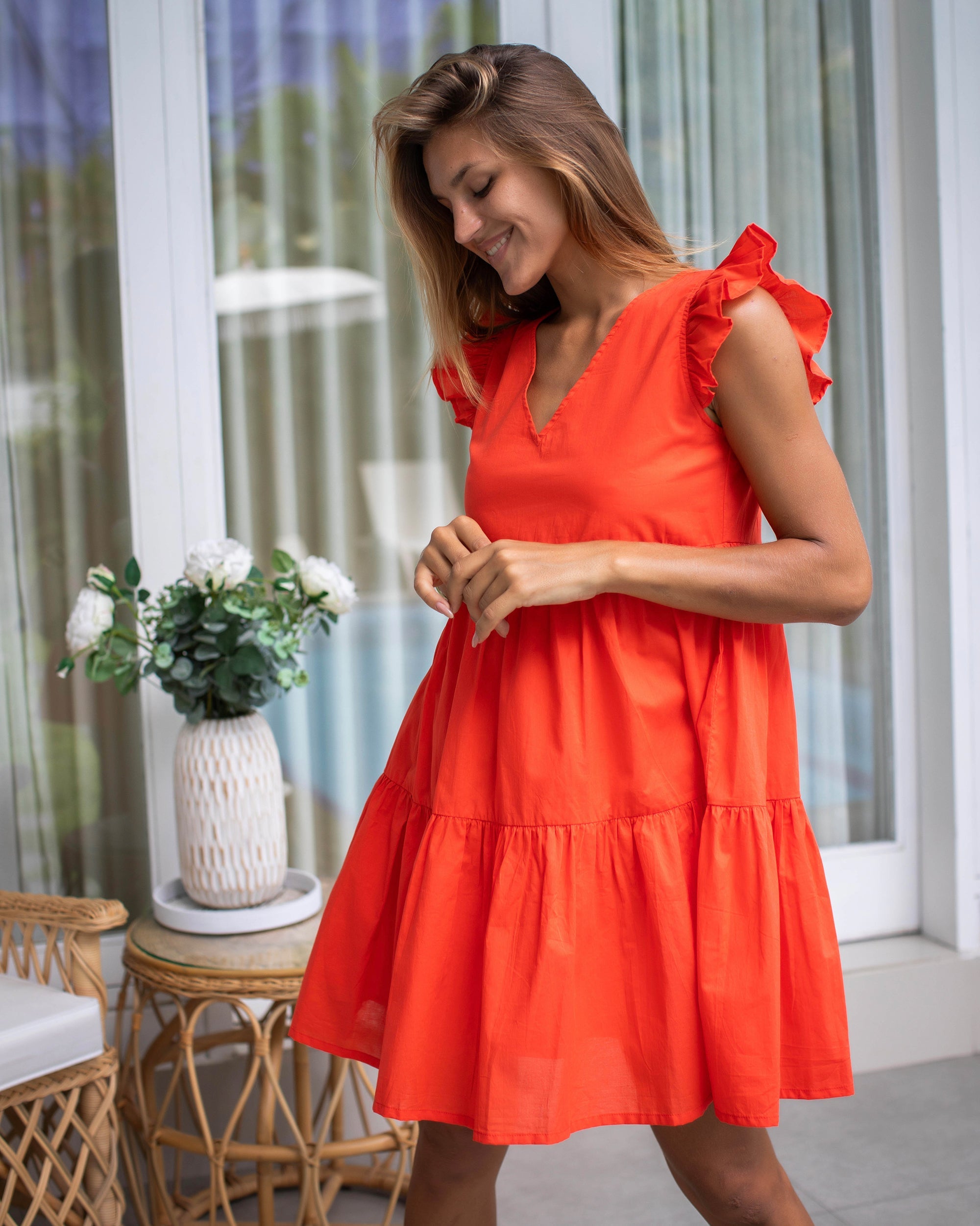 Astrid Dress - Orange Cotton