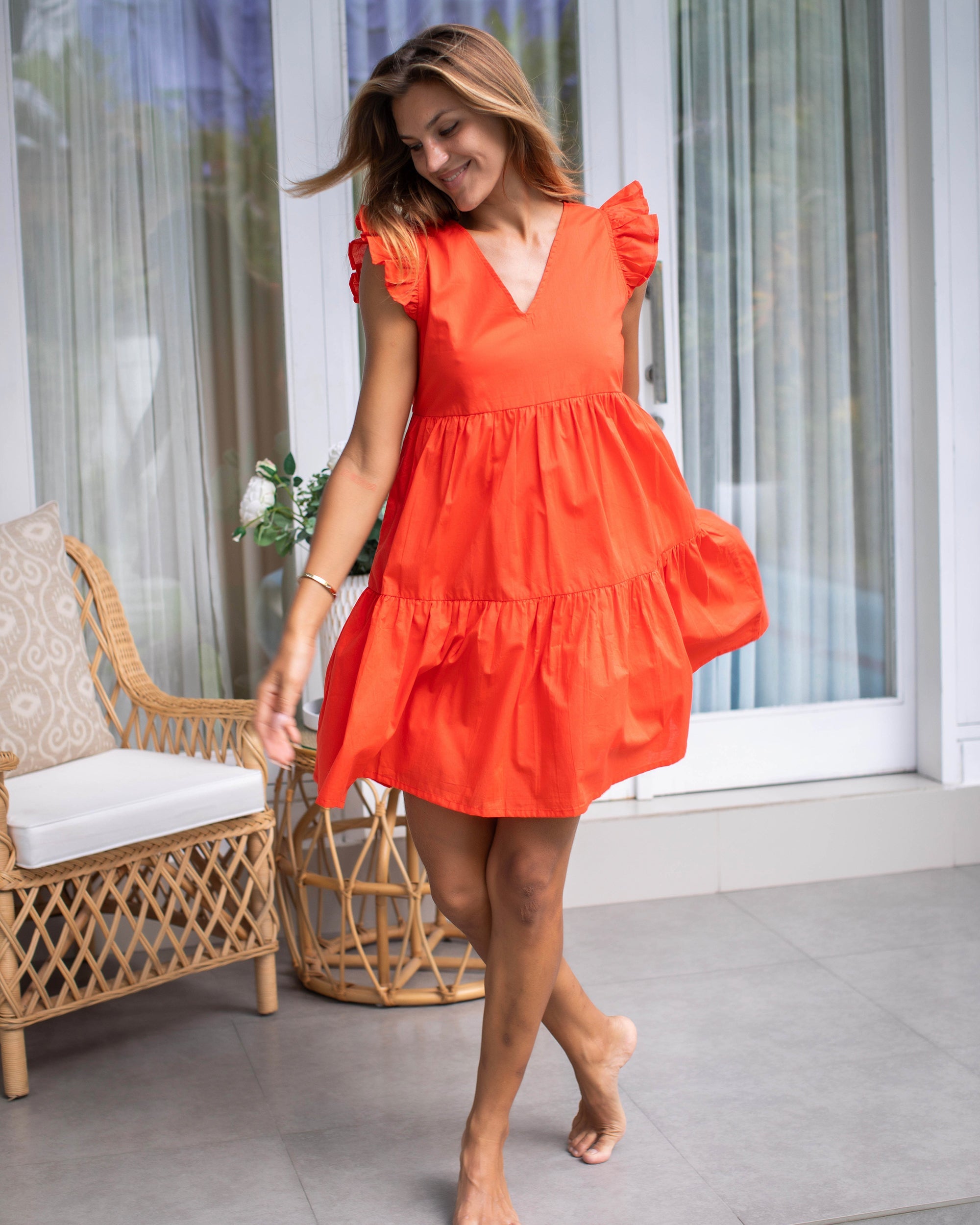 Astrid Dress Orange Cotton