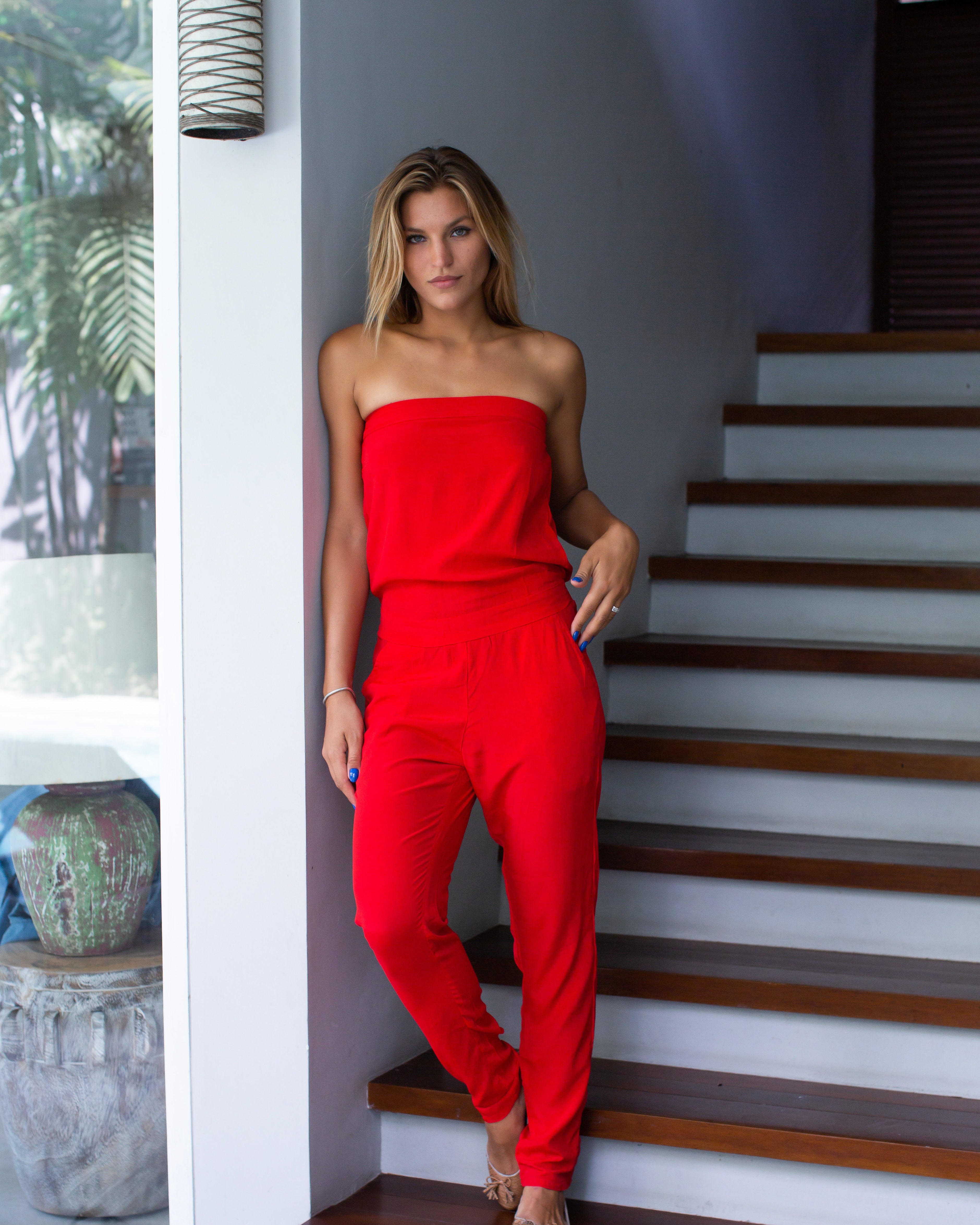 Cara Jumpsuit - Sunset Red