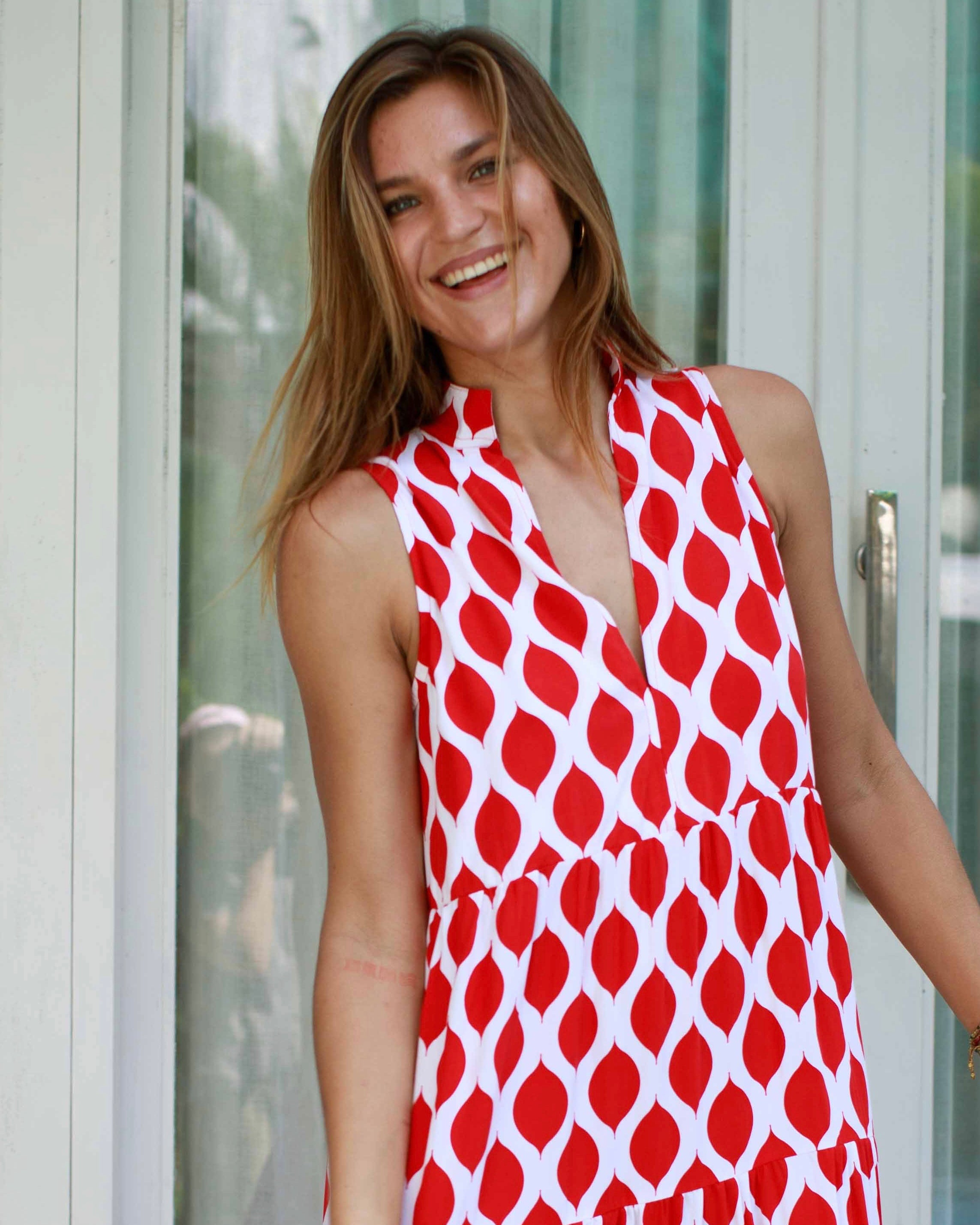 Cosima Dress - Red London Trellis