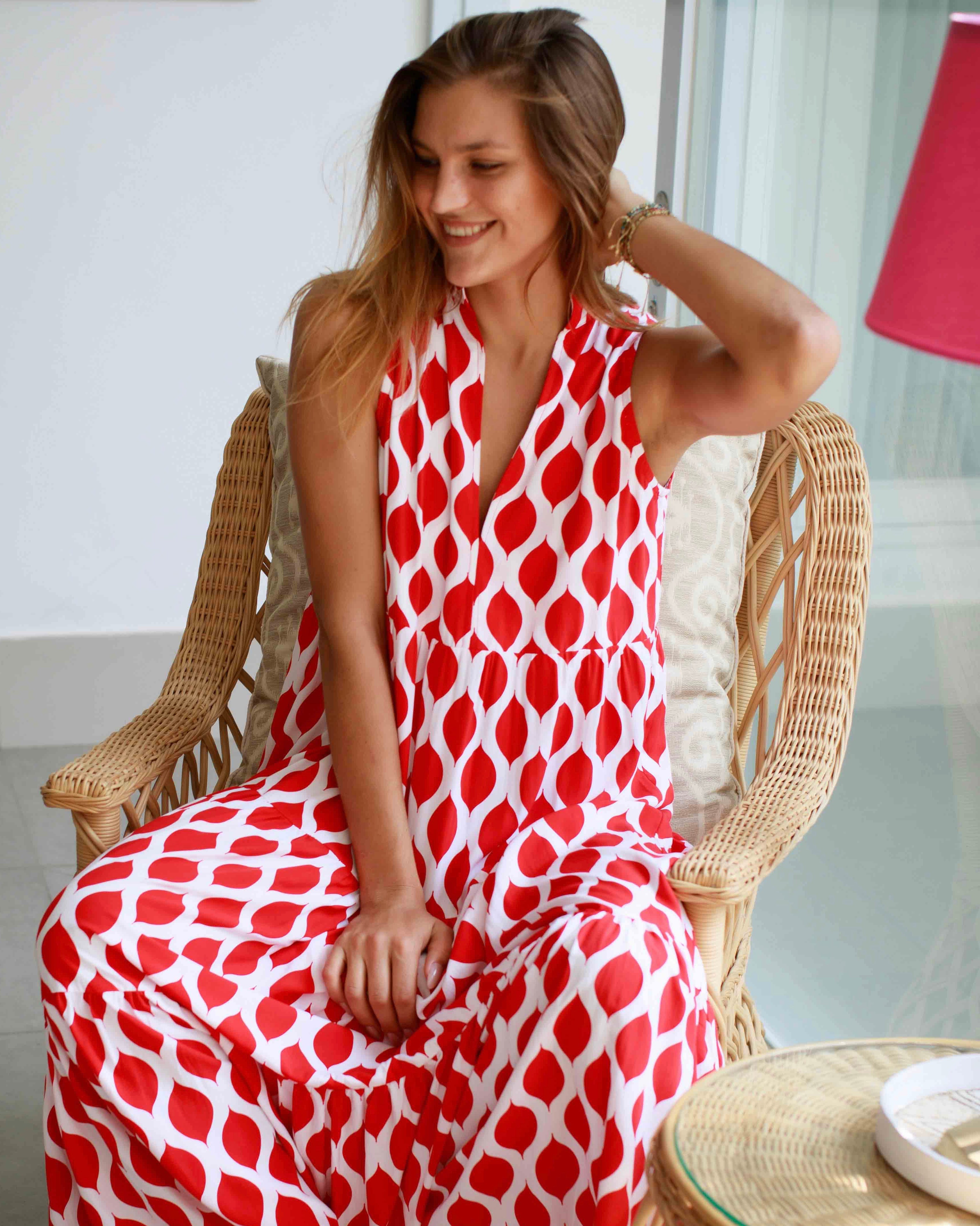 Cosima Dress - Red London Trellis