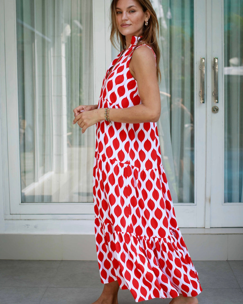 Cosima Dress - Red London Trellis