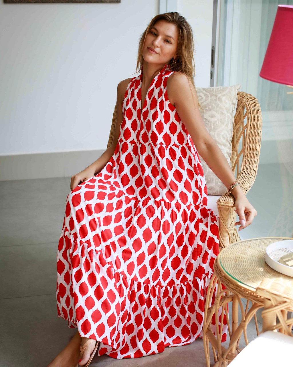 Cosima Dress - Red London Trellis