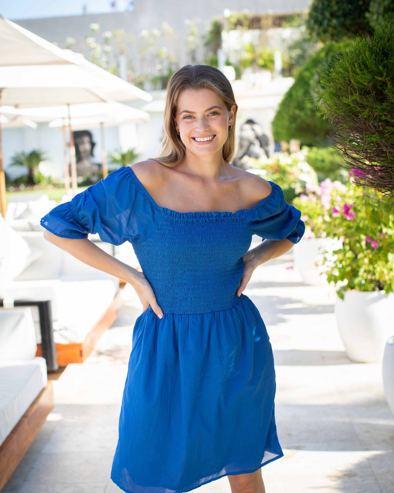 Isabella Dress - Cobalt Plain Cotton