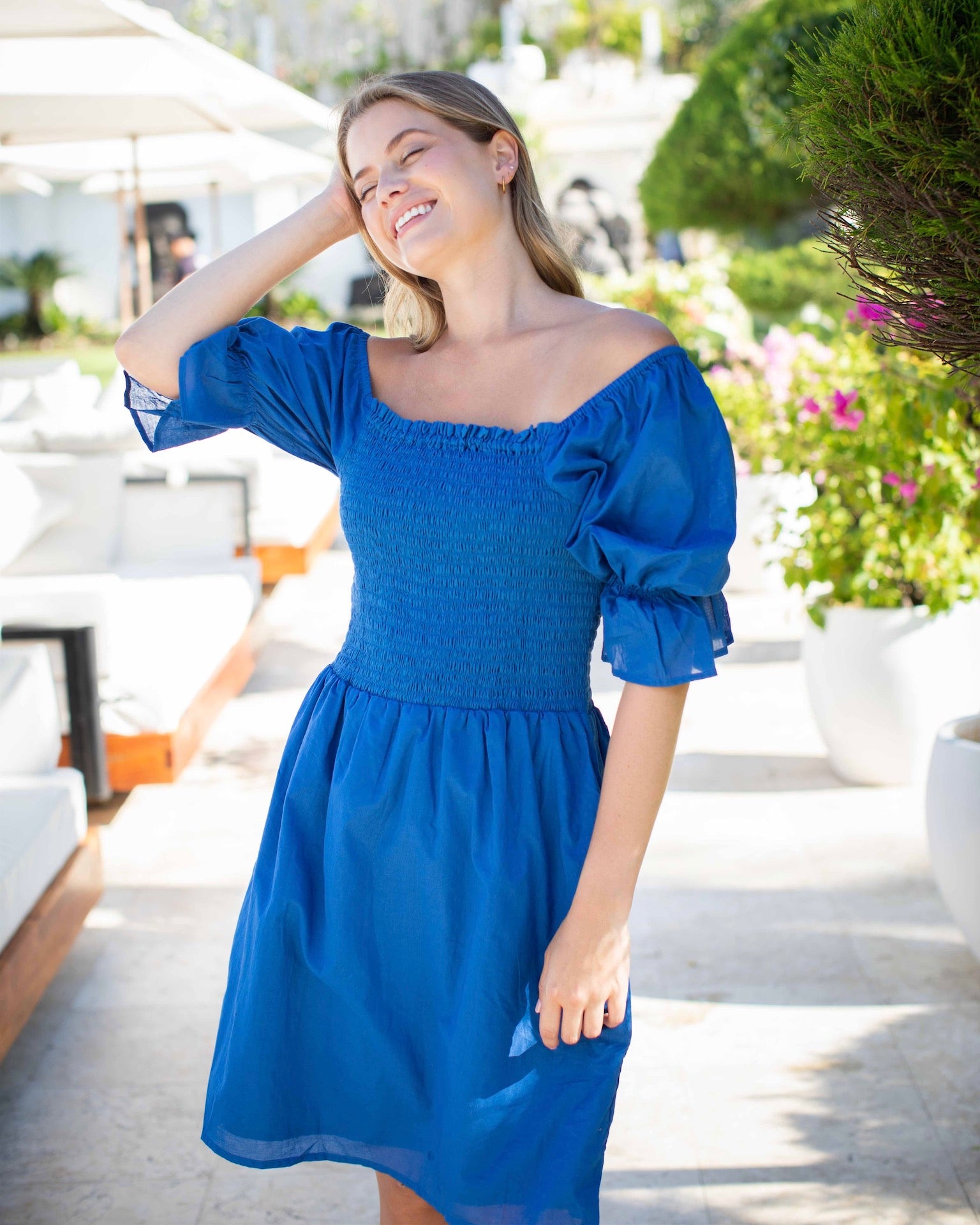 Isabella Dress - Cobalt Plain Cotton