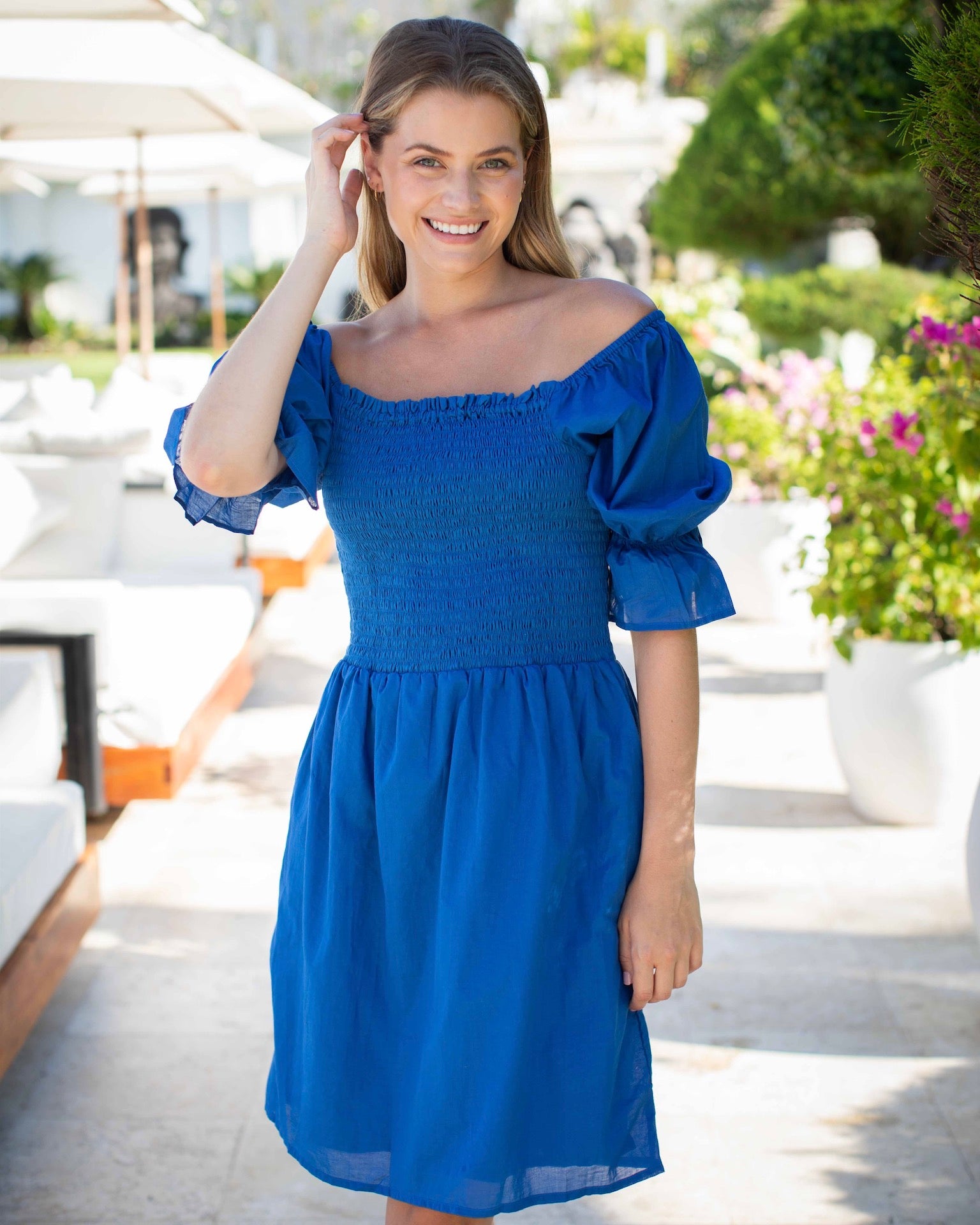 Isabella Dress - Cobalt Plain Cotton