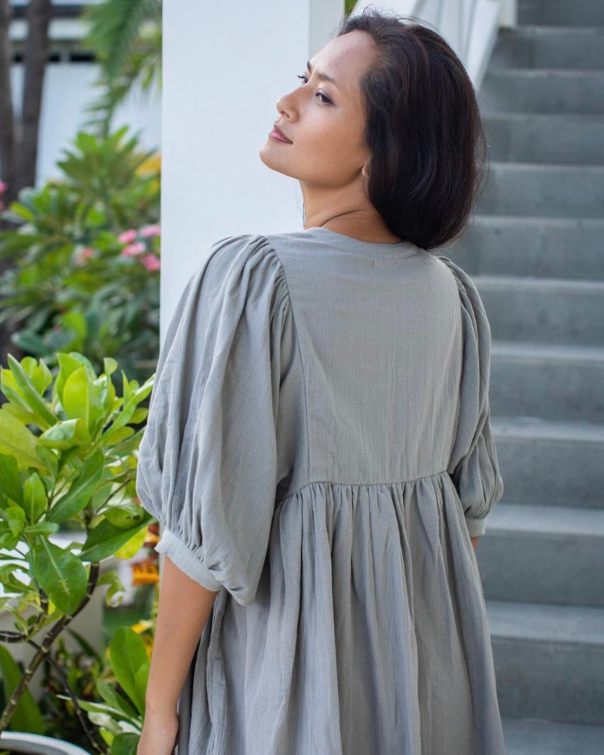 Jessica Dress - Khaki Muslin