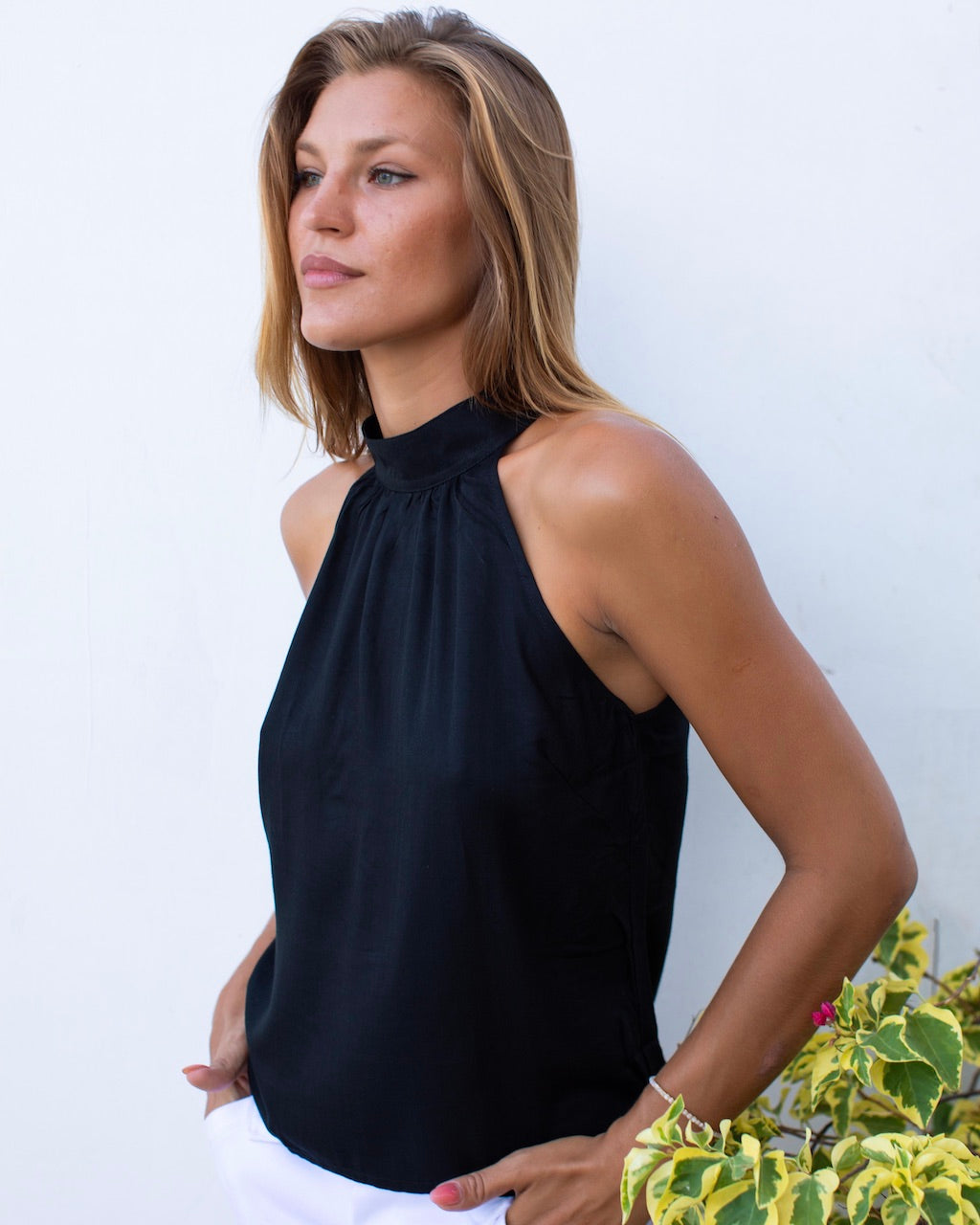 Lana Top - Black Herringbone