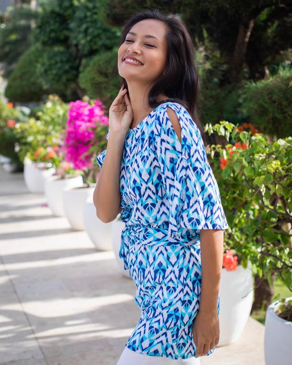 Lola Dress - Aqua/Cobalt Ikat