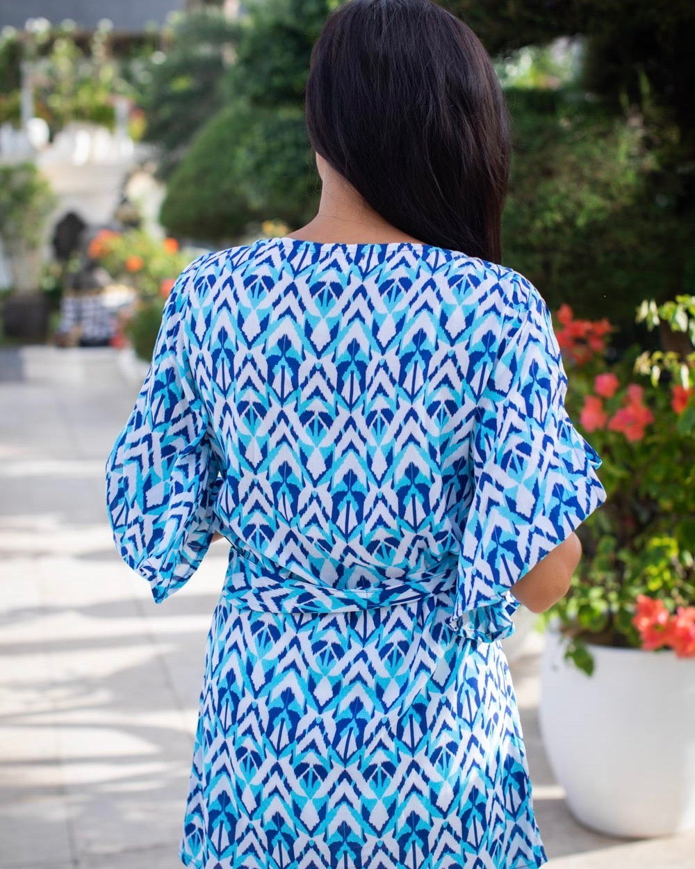 Lola Dress - Aqua/Cobalt Ikat