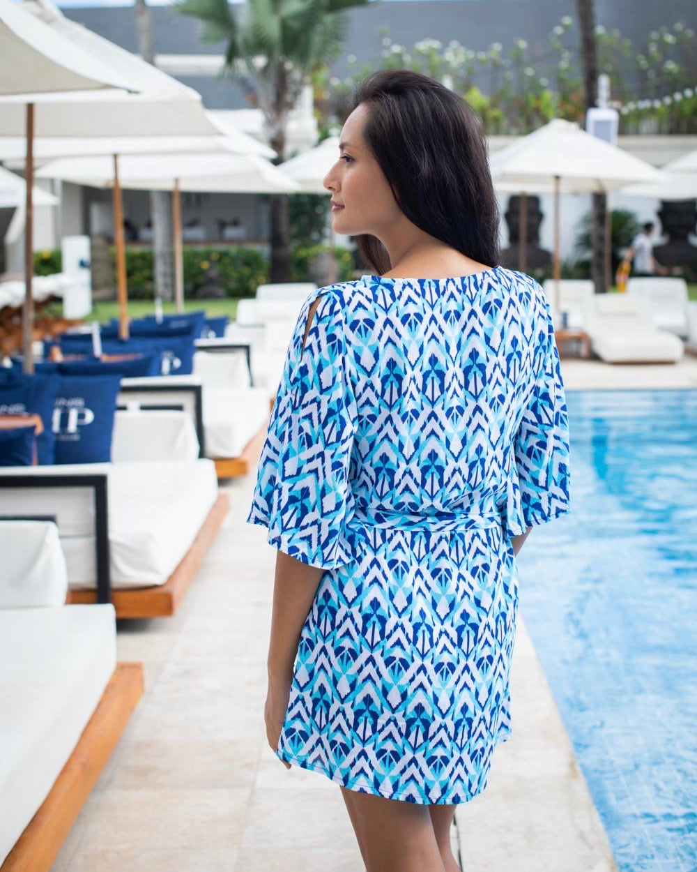 Lola Dress - Aqua/Cobalt Ikat
