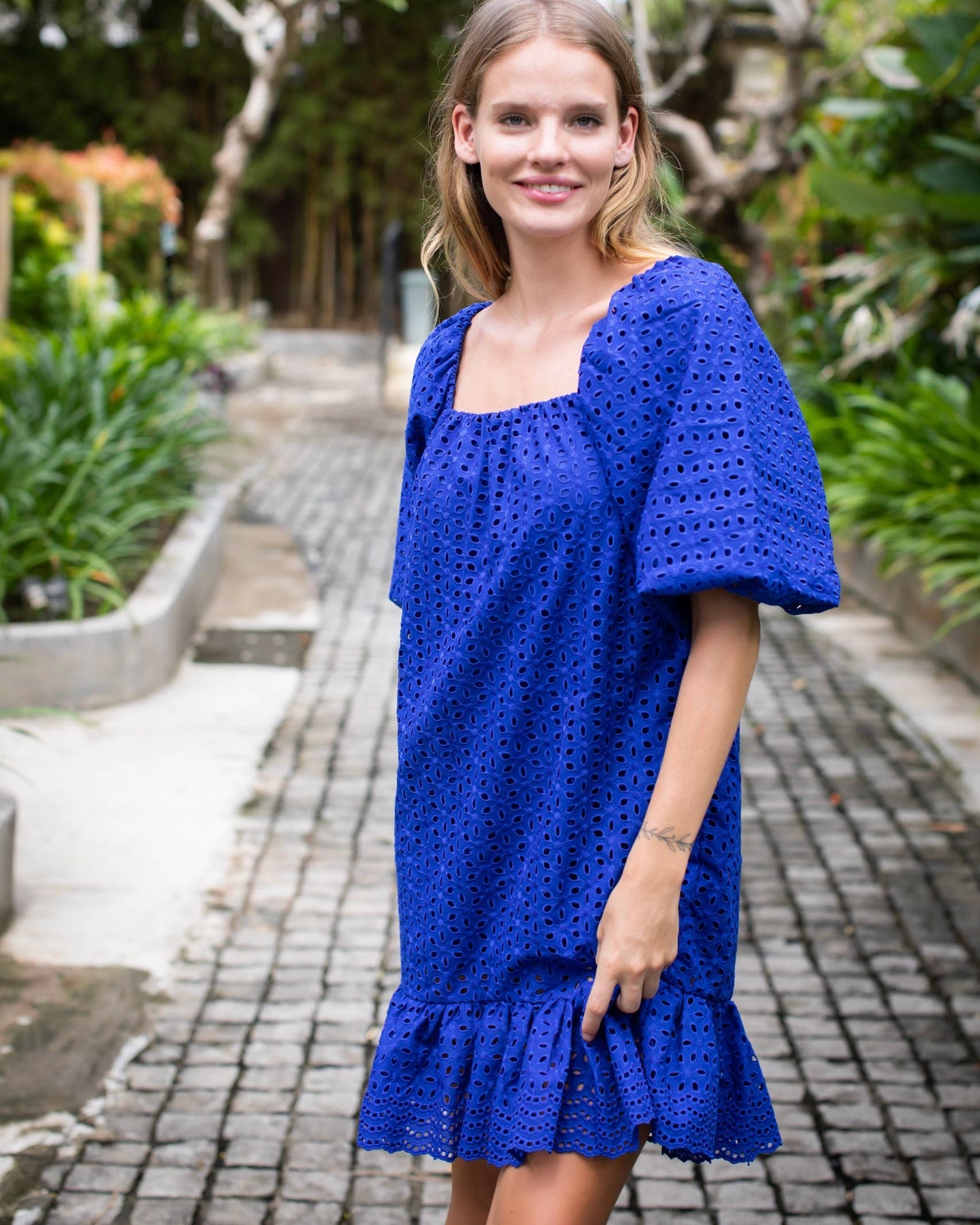 May Dress - Cobalt Broderie