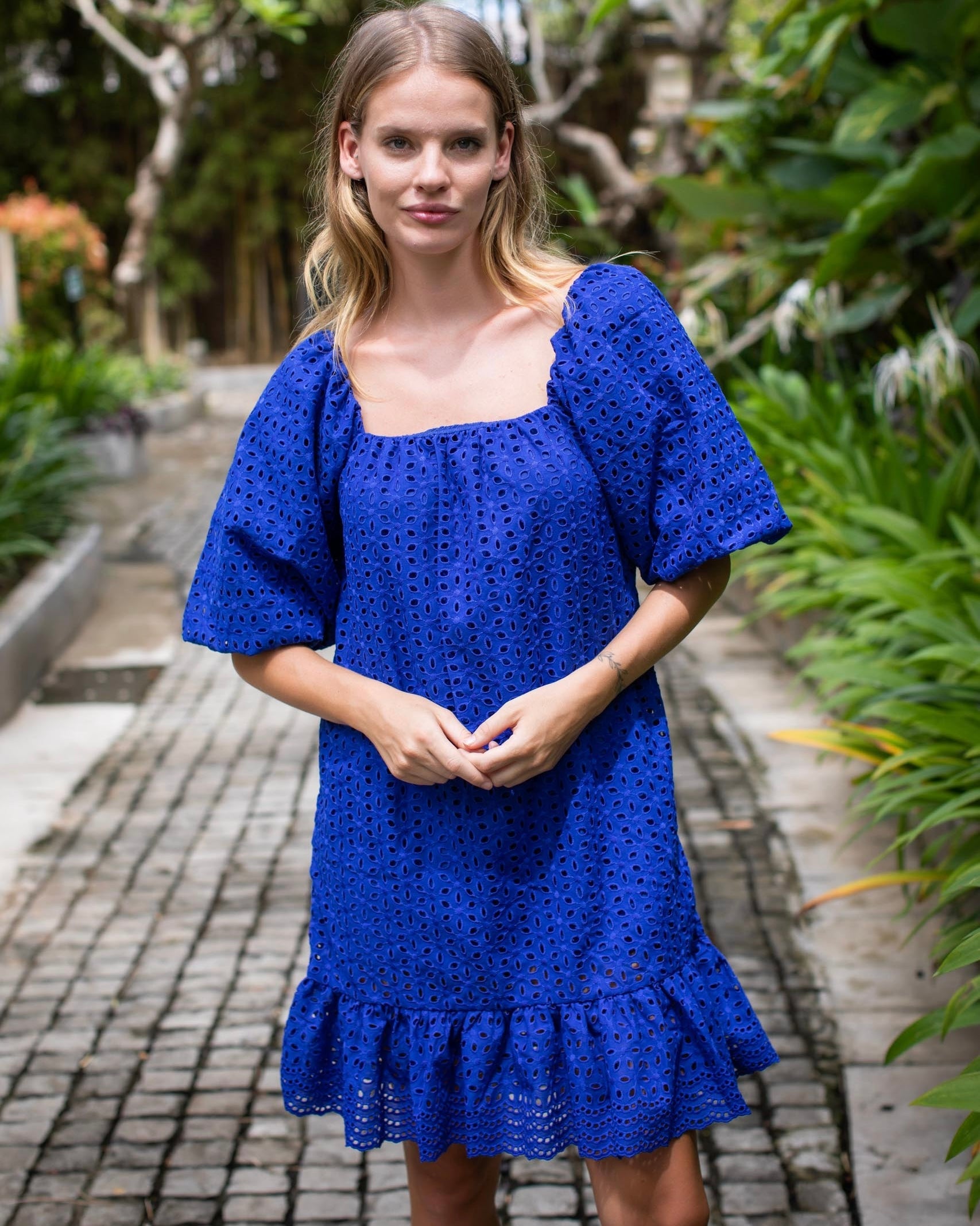 May Dress - Cobalt Broderie