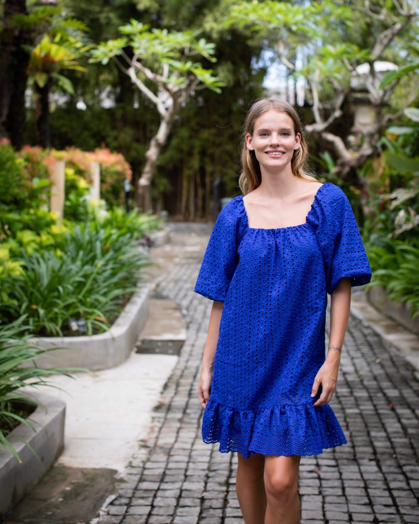 May Dress - Cobalt Broderie