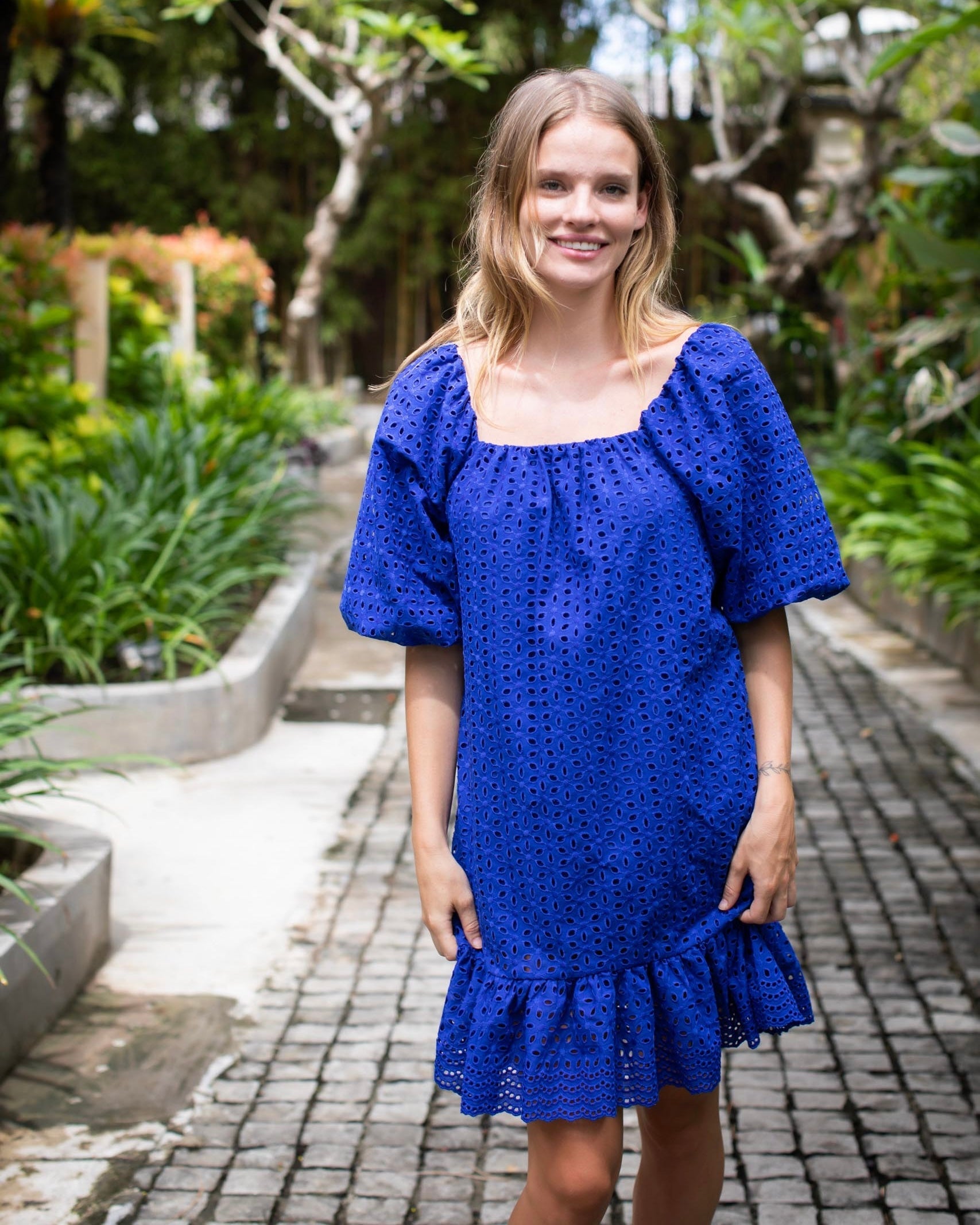 May Dress - Cobalt Broderie