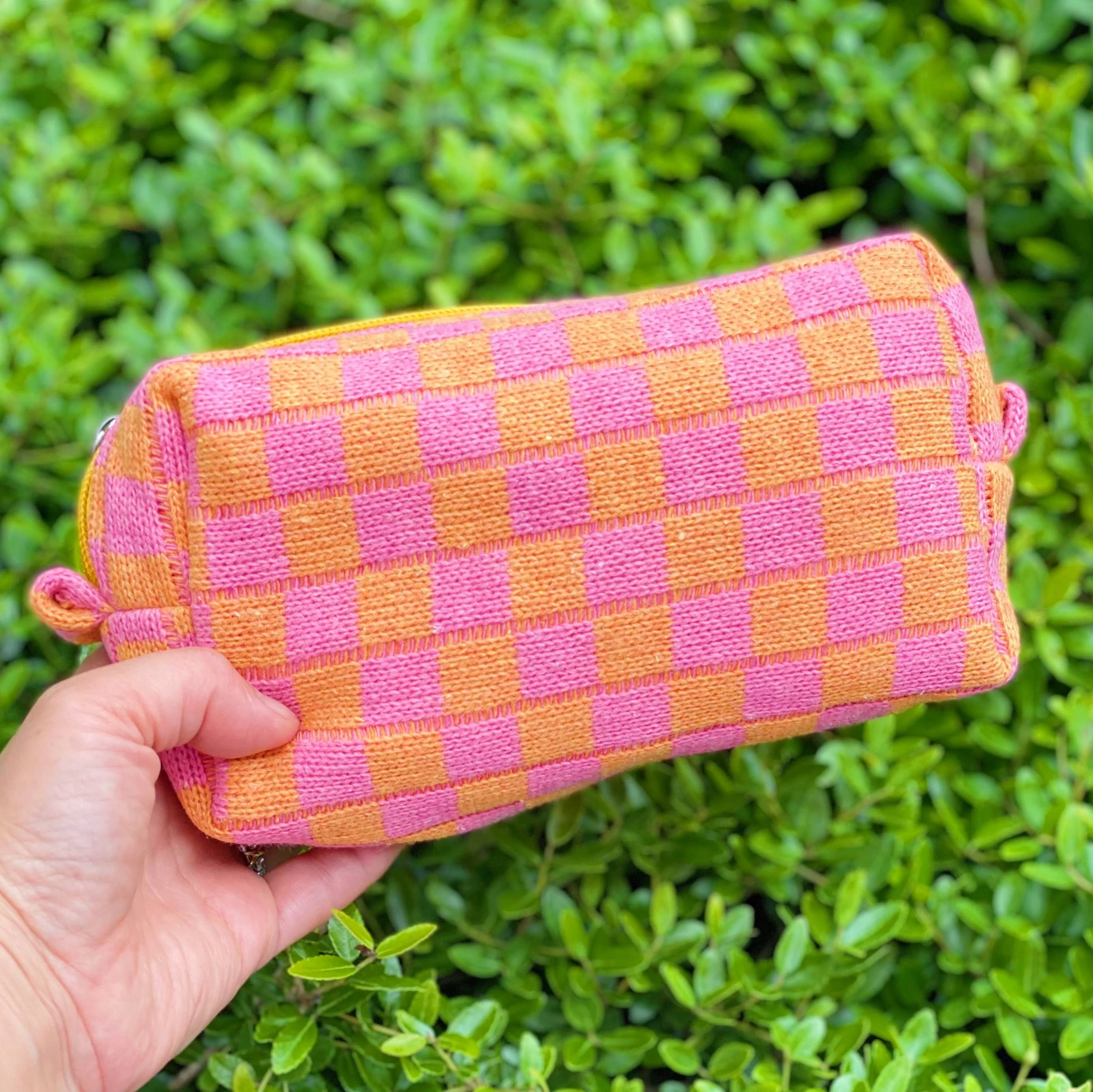 Checkered Cosmetic Bag