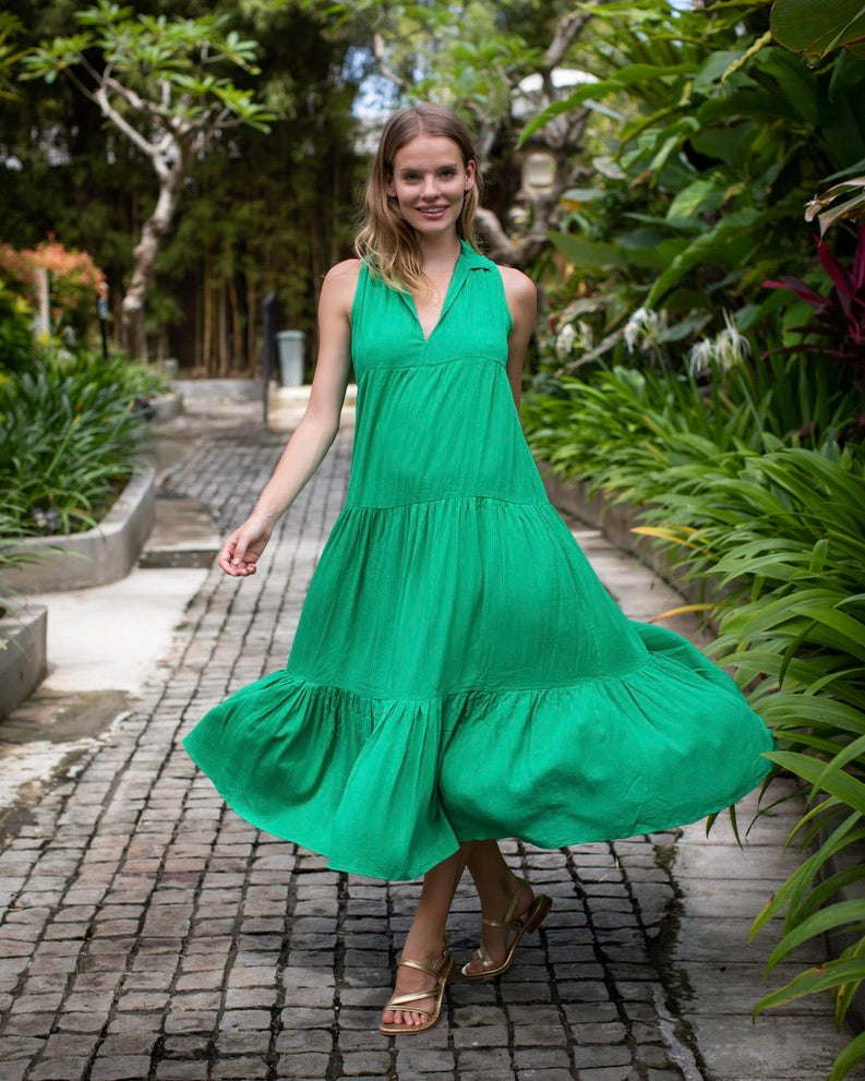 Cosima Dress - Green Crinkle