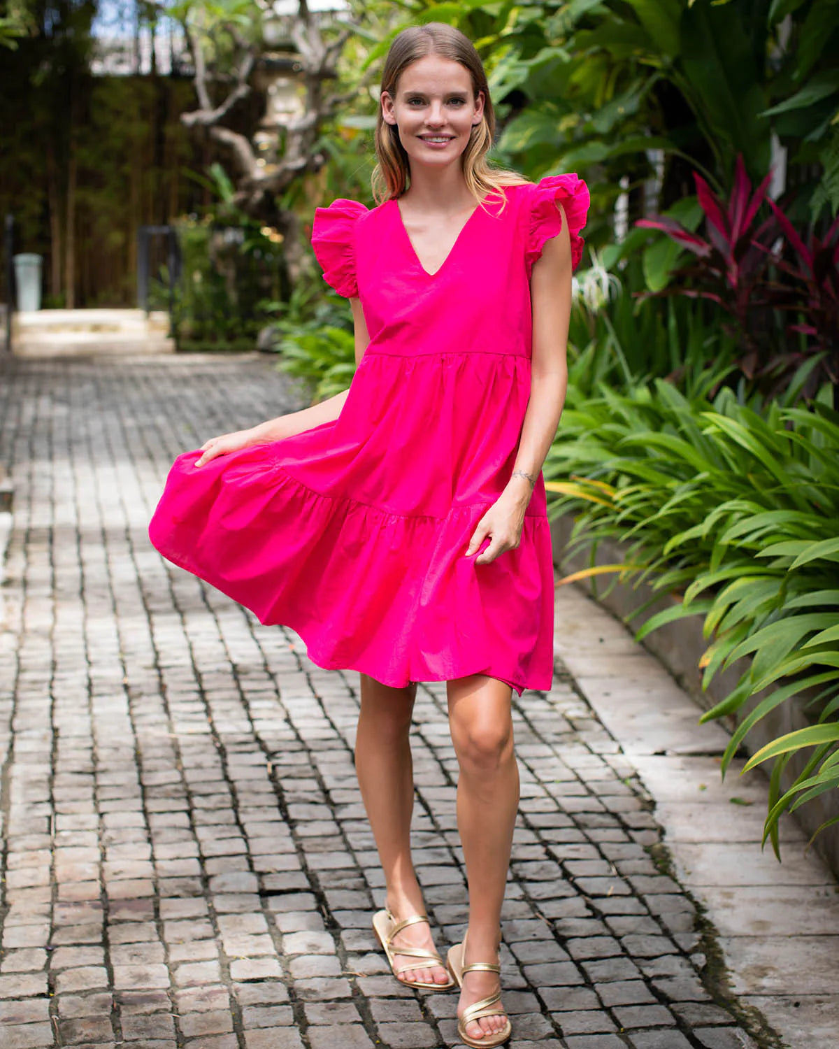 Astrid Dress - Pink Cotton