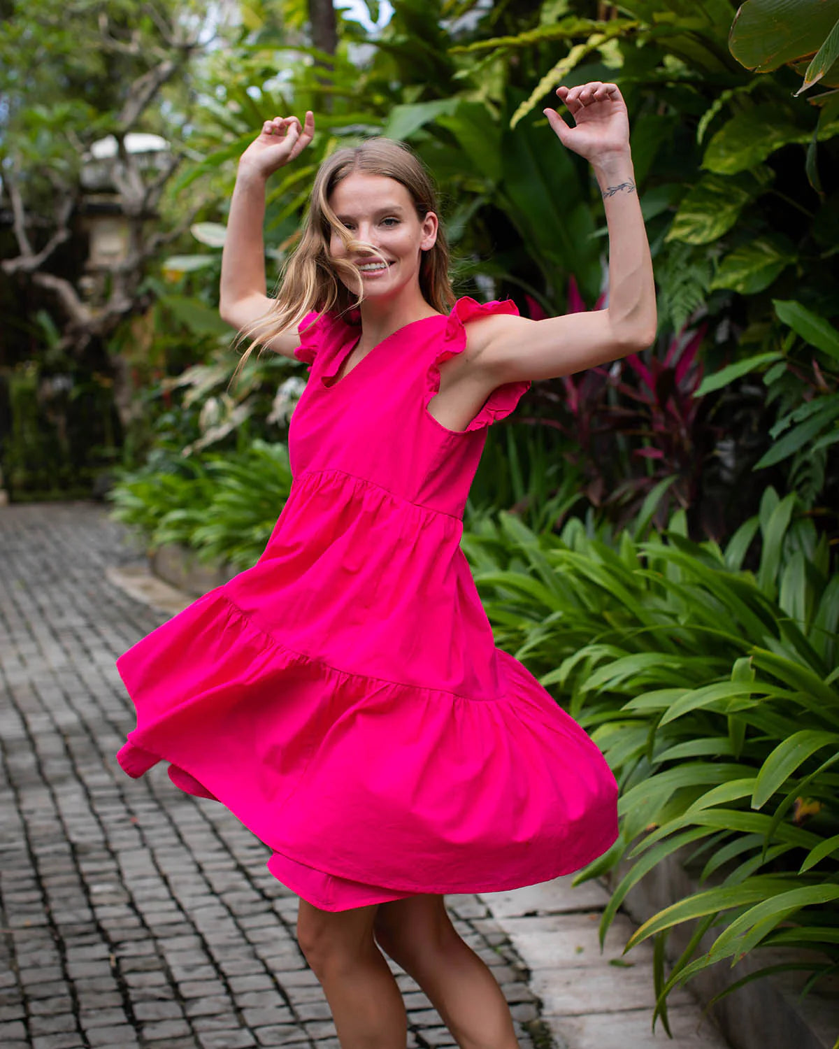 Astrid Dress - Pink Cotton