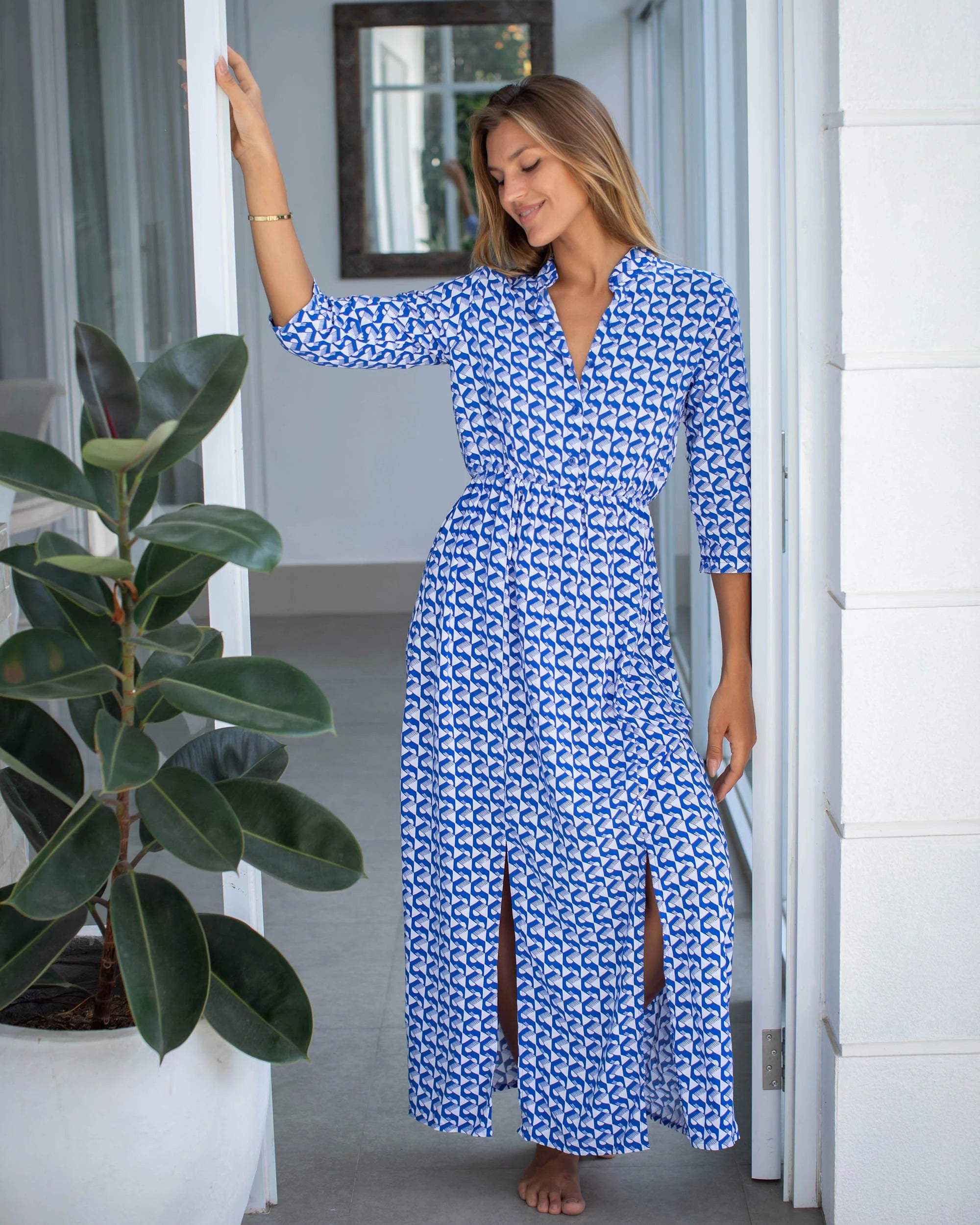 Harlow Dress - Cobalt Geo