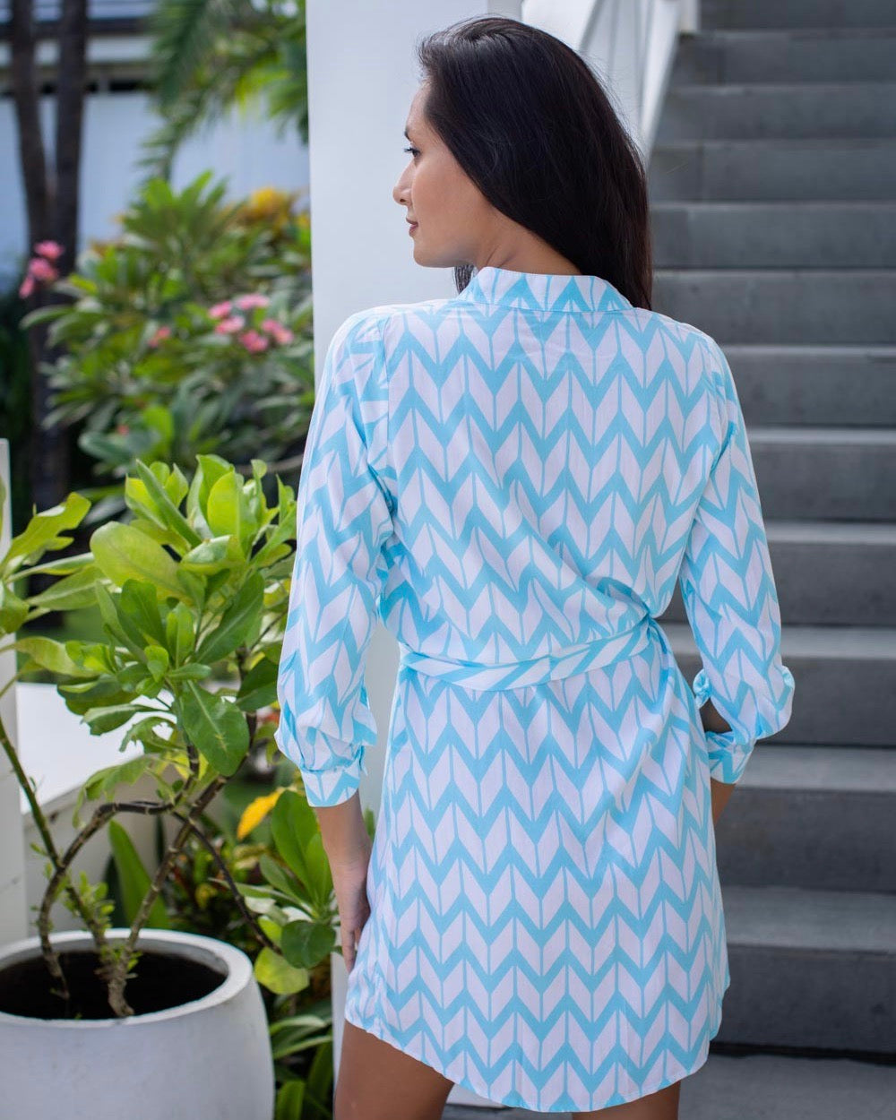 Amber Dress - Turquoise Chevron