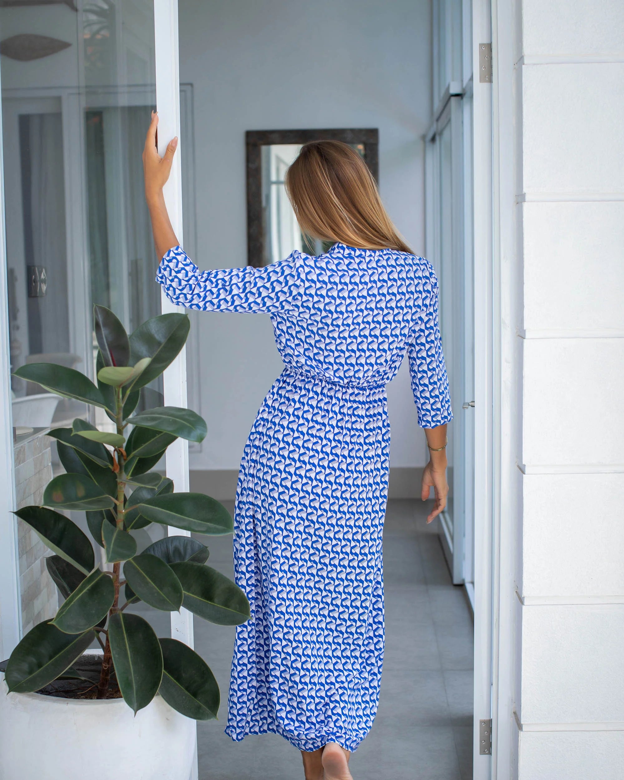 Harlow Dress - Cobalt Geo