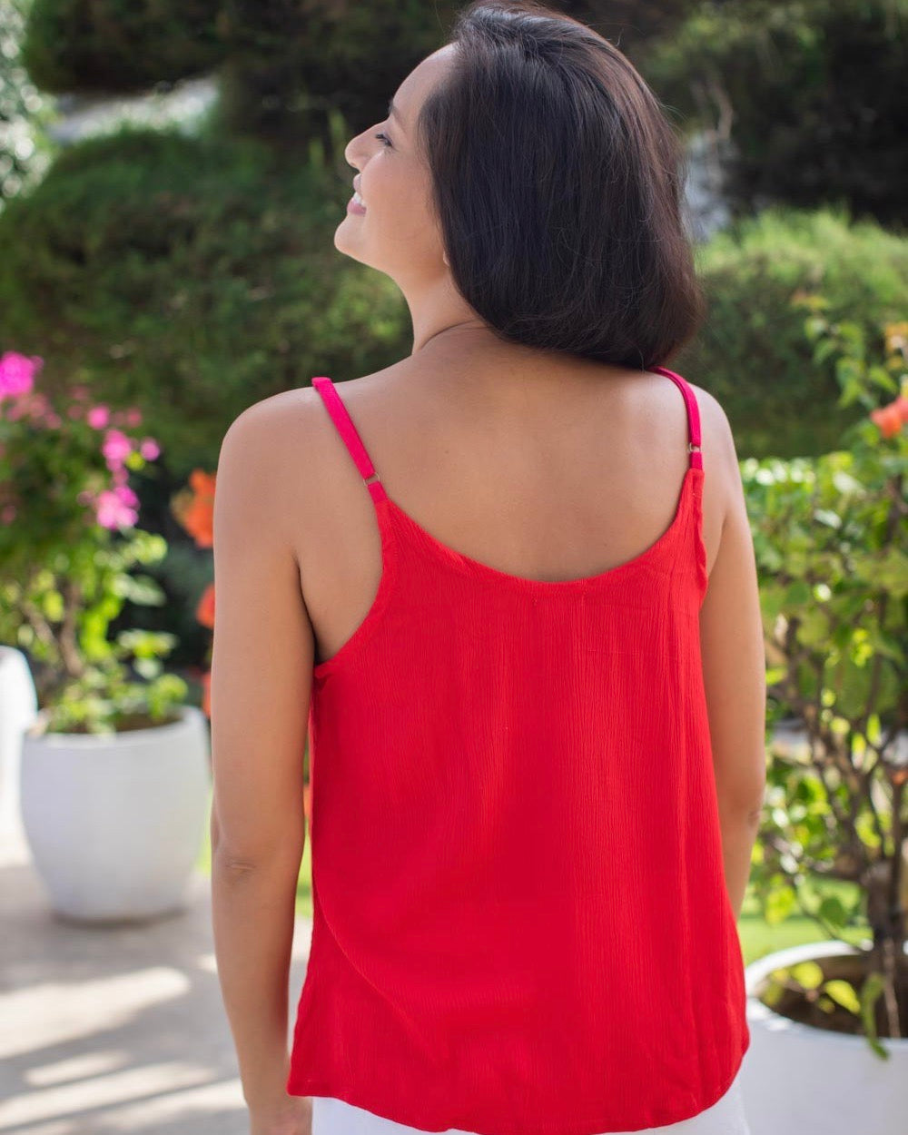 Clara Top - Red/Fuchsia Crinkle