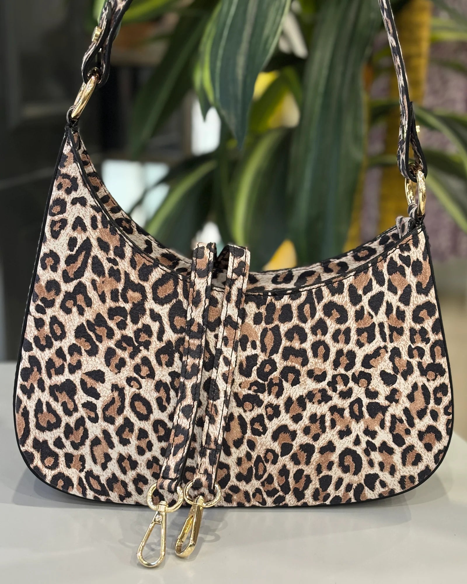 Carrara Leather Hobo Bag - Cheetah