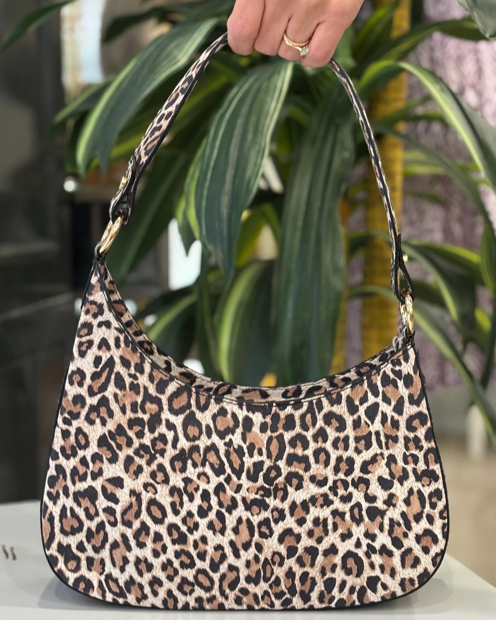 Carrara Leather Hobo Bag - Cheetah
