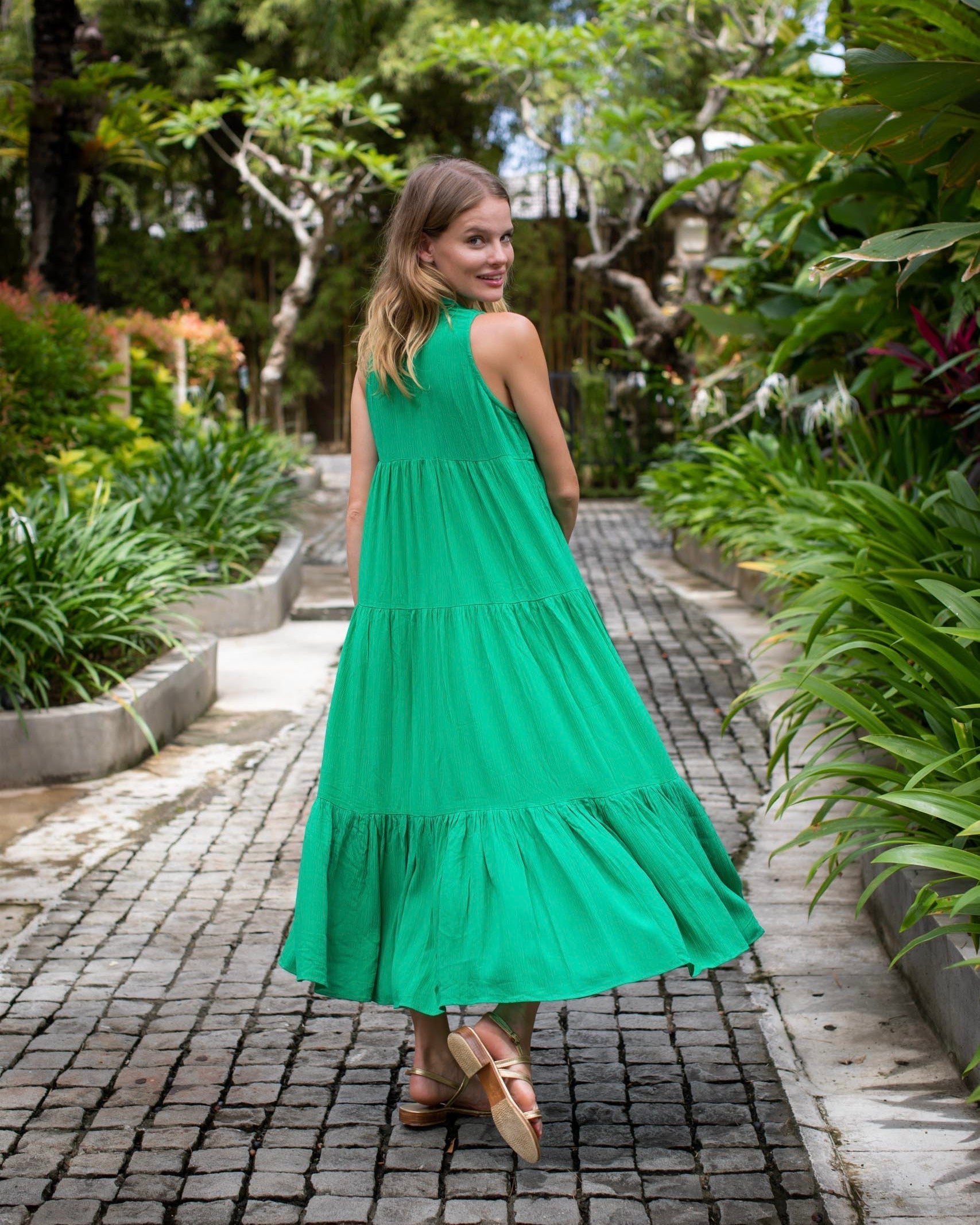 Cosima Dress - Green Crinkle