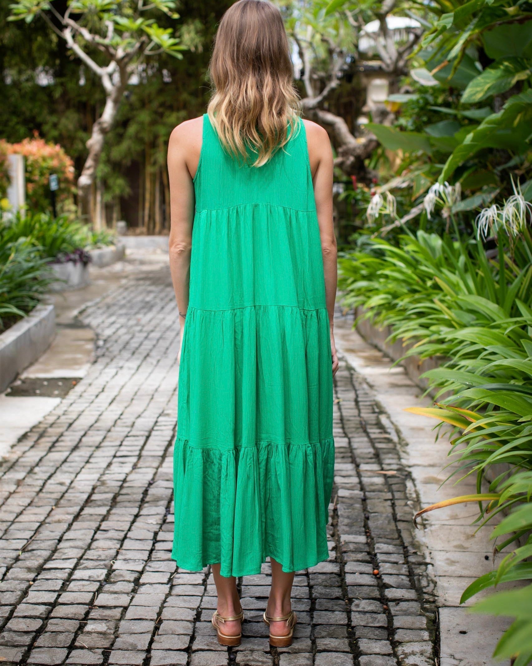 Cosima Dress - Green Crinkle