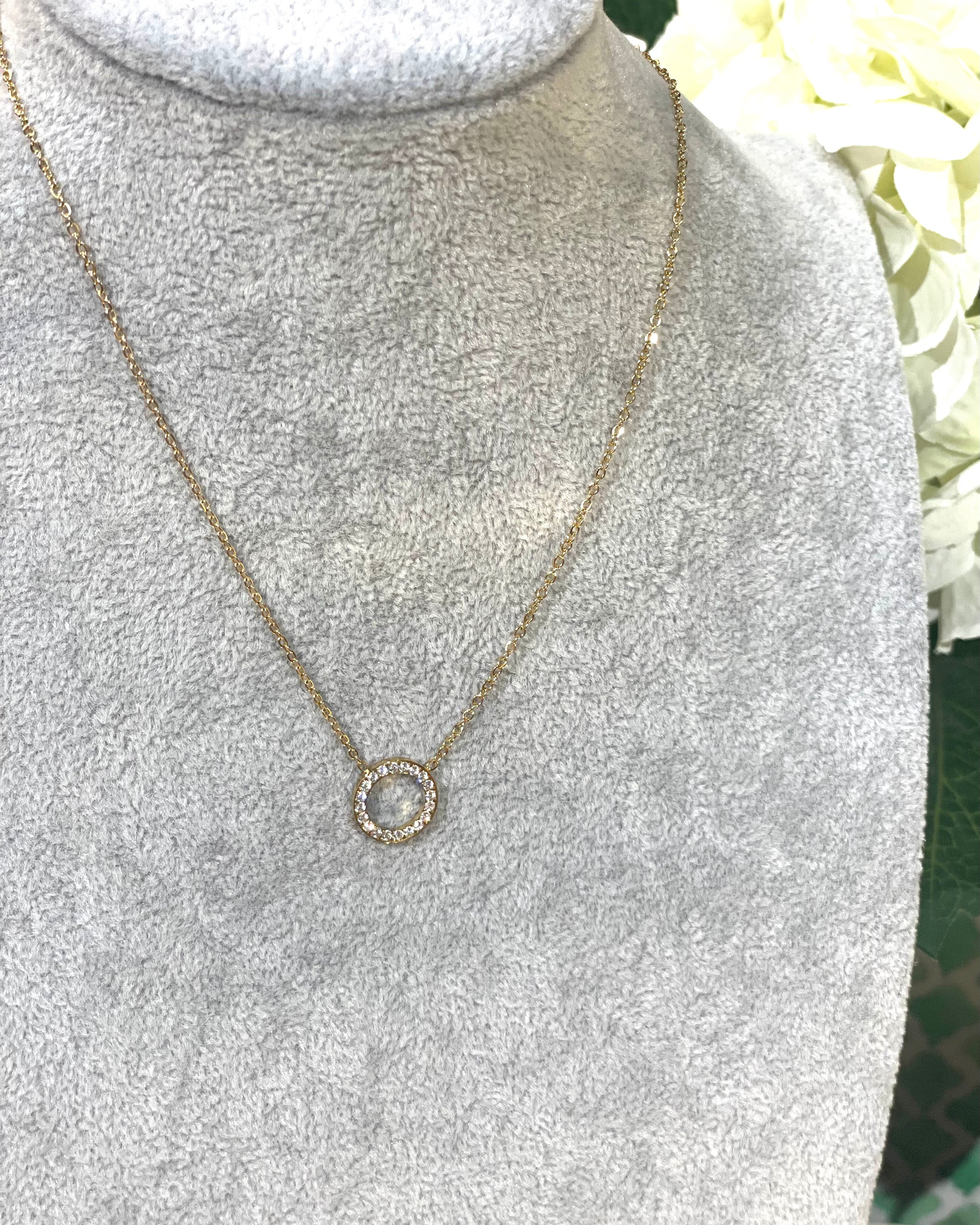 Delphine - Diamante Circle  Necklace