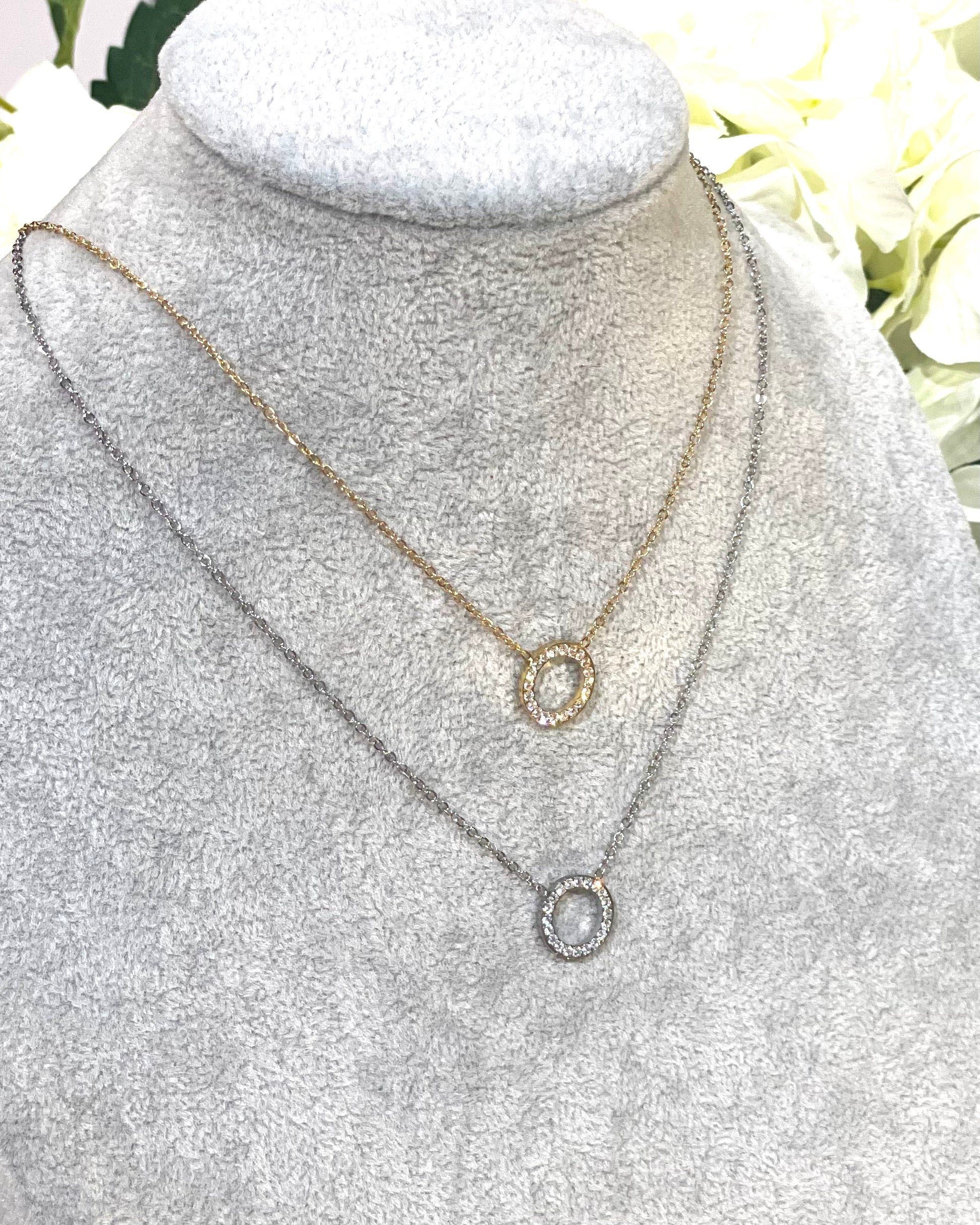 Delphine - Diamante Circle  Necklace