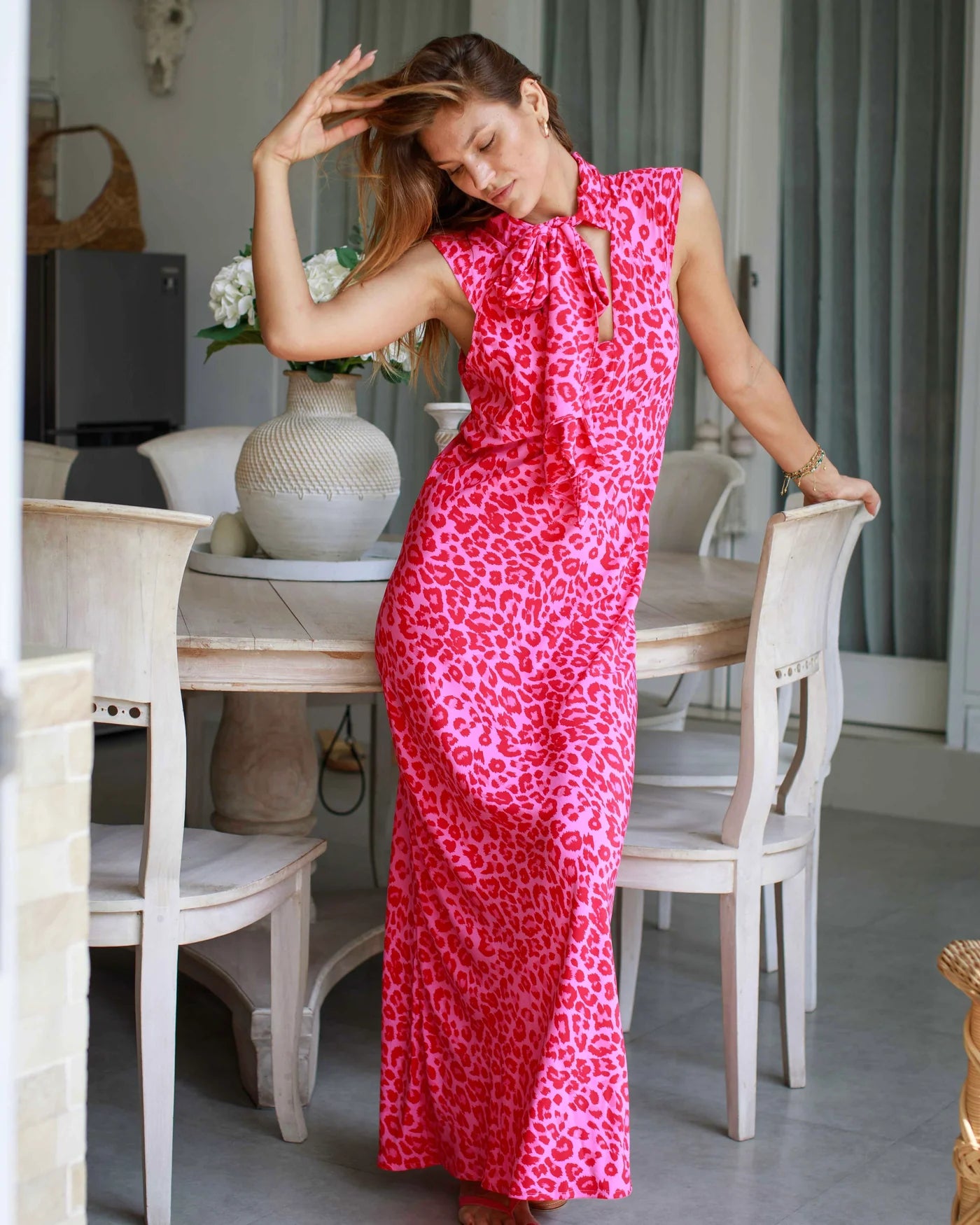 Gia Dress - Hot Pink Leopard