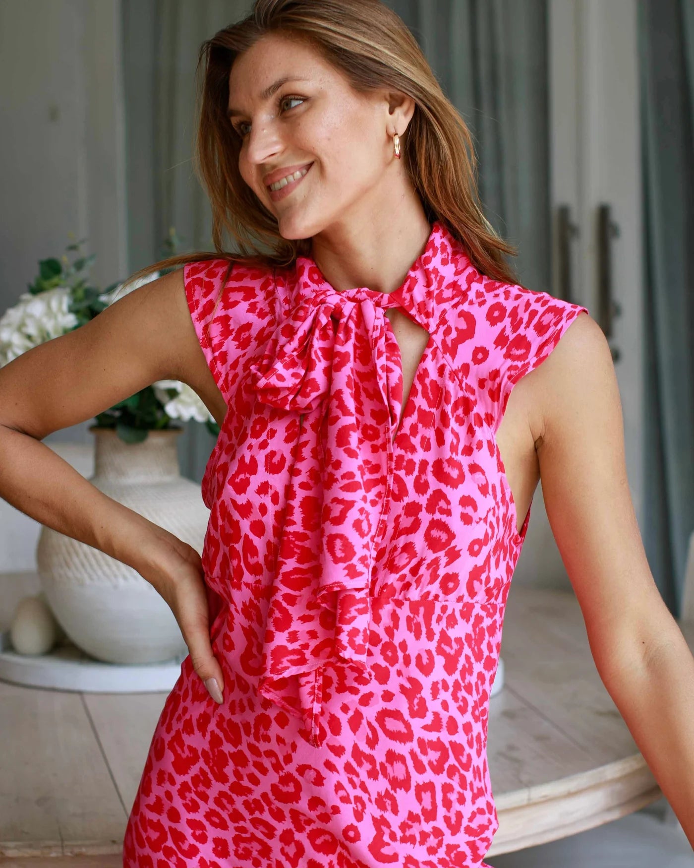 Gia Dress - Hot Pink Leopard