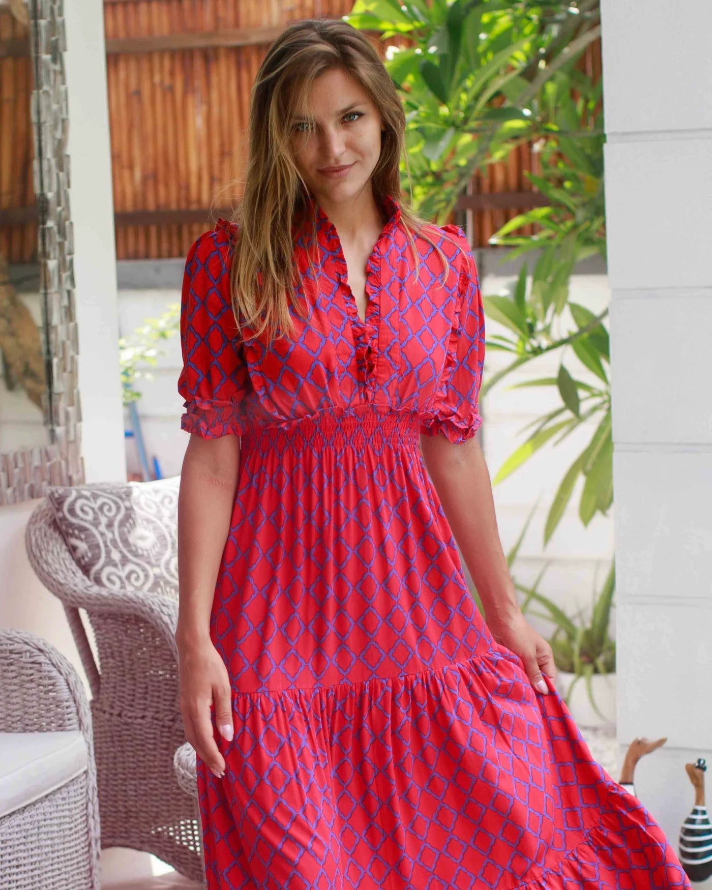 Jo Dress - Red/liberty Blue Marquis