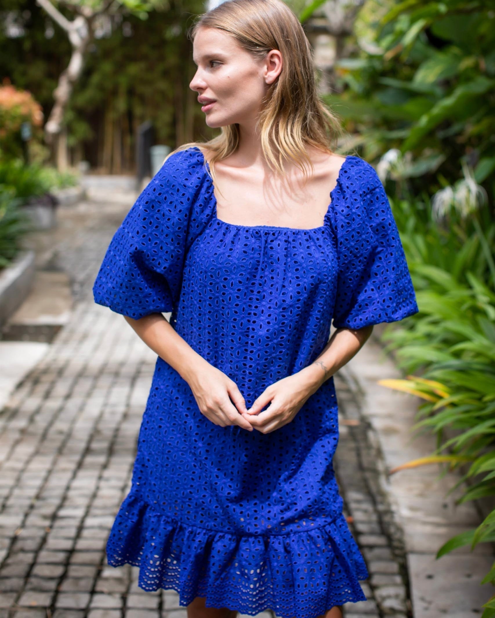 May Dress - Cobalt Broderie