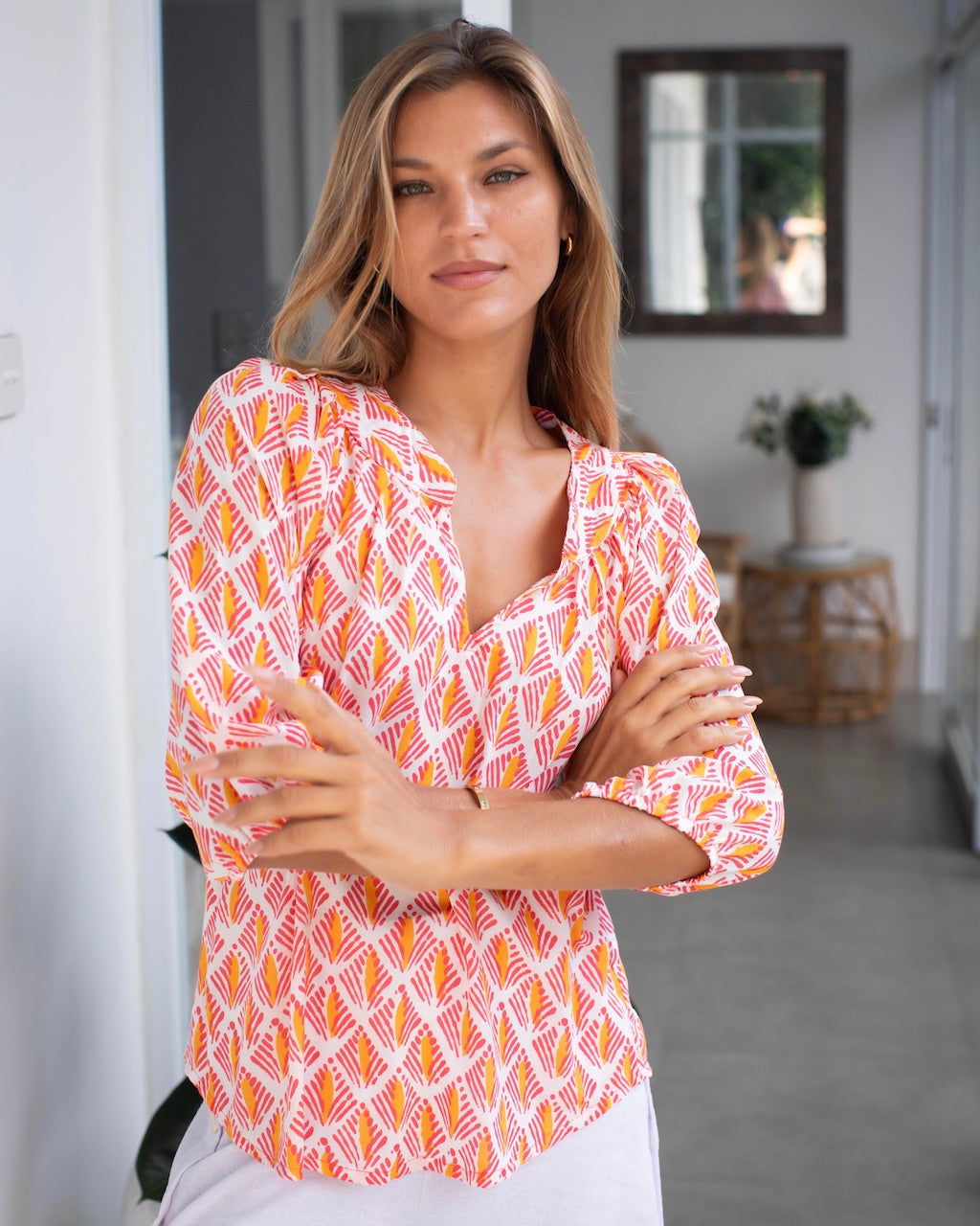 Pippa Top - Pink Orange Arrow