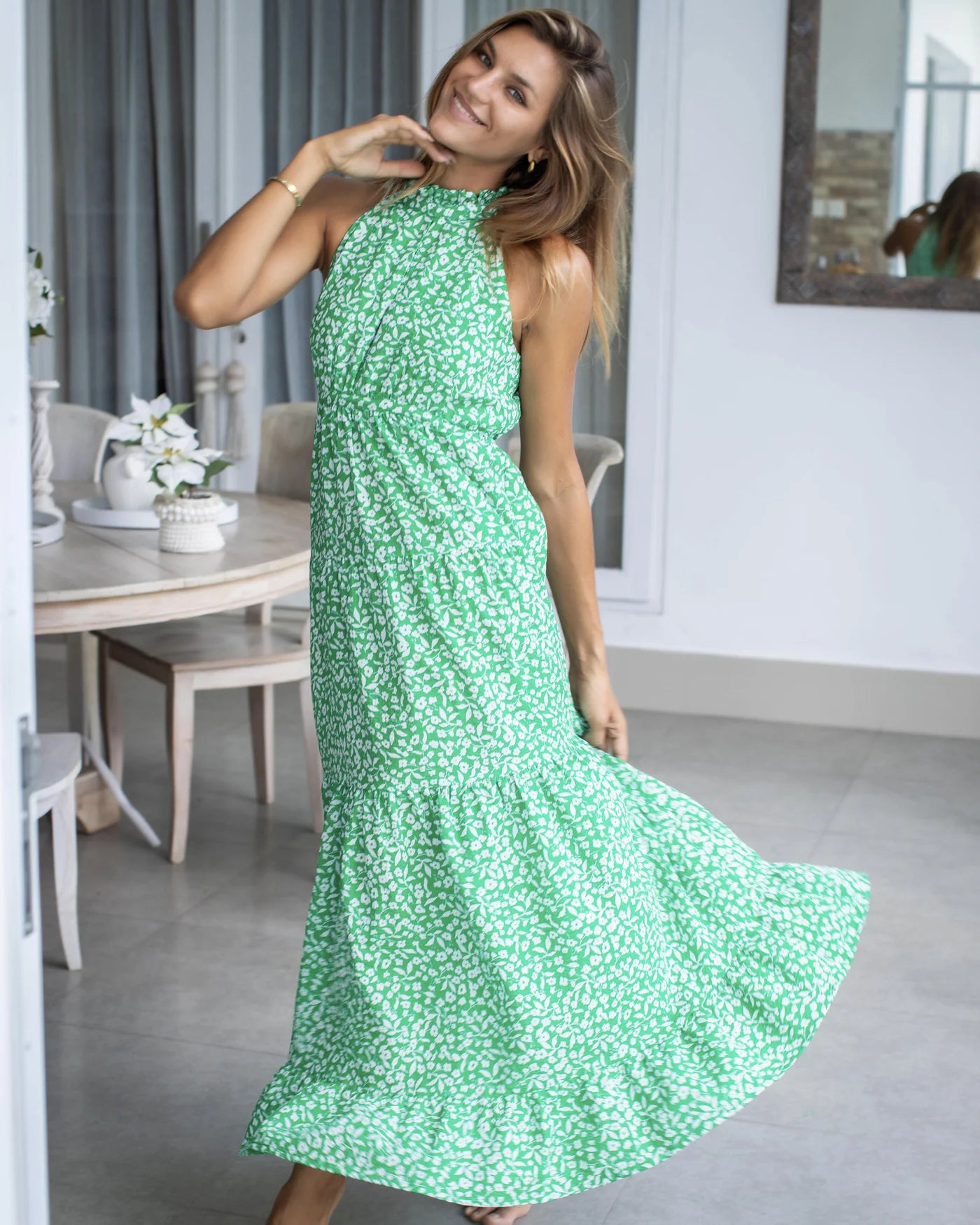 Rose Dress - Green Daisy