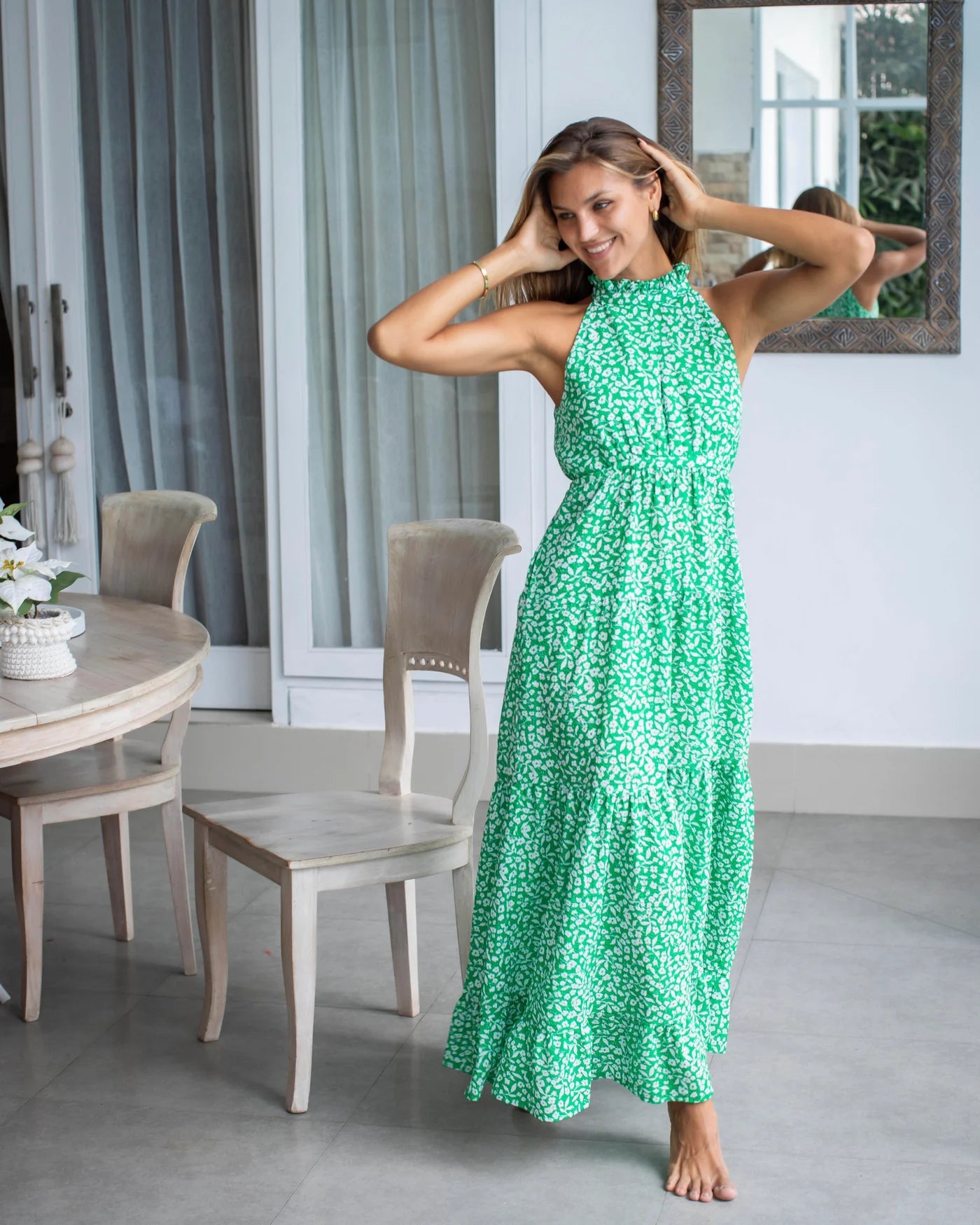 Rose Dress - Green Daisy