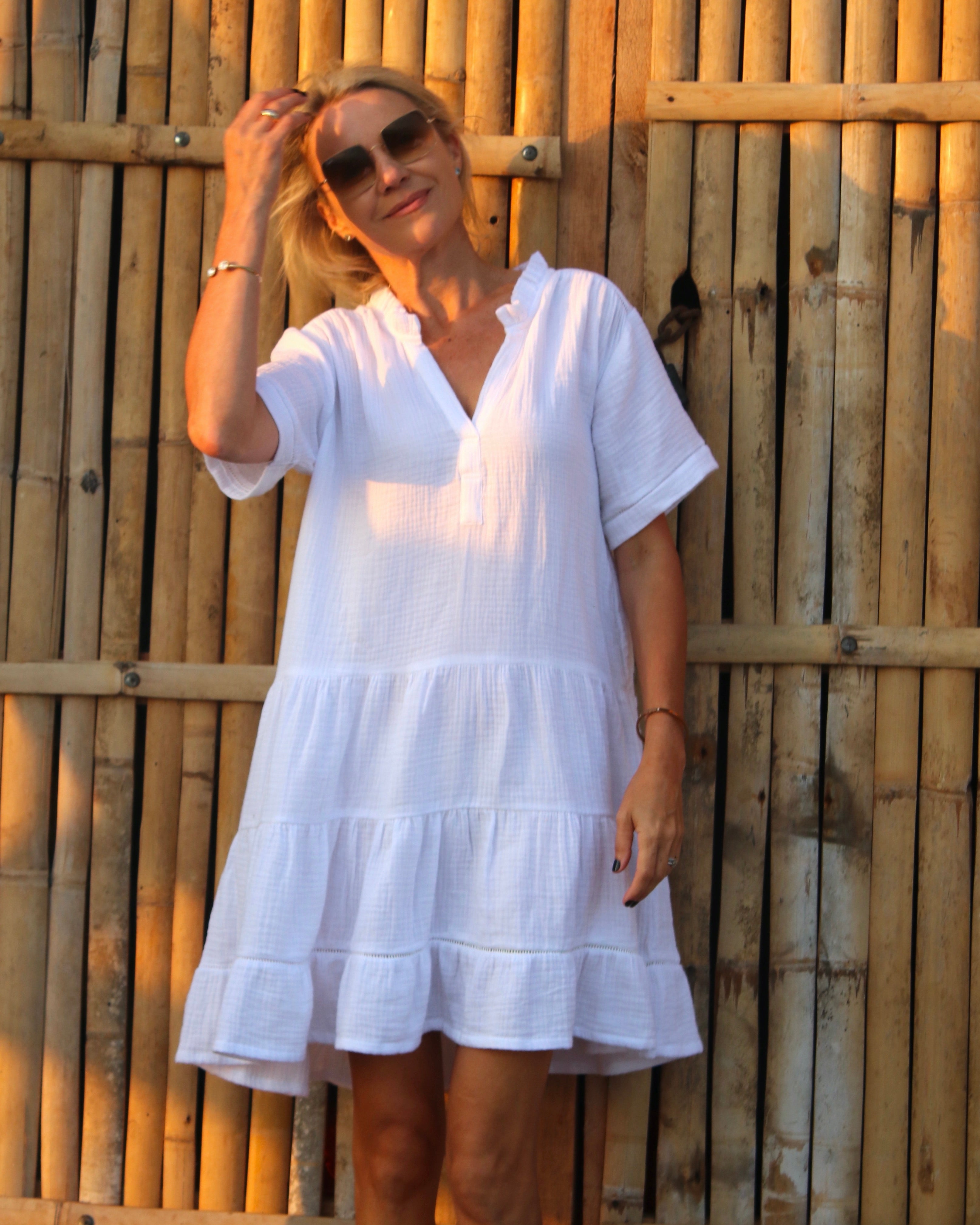 Tina Dress - White Bubble