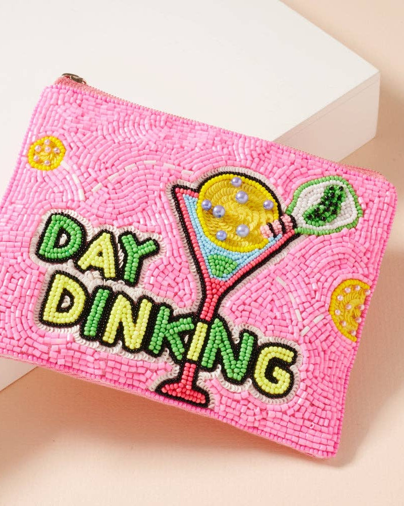 "Day Dinking" Bead Coin Pouch