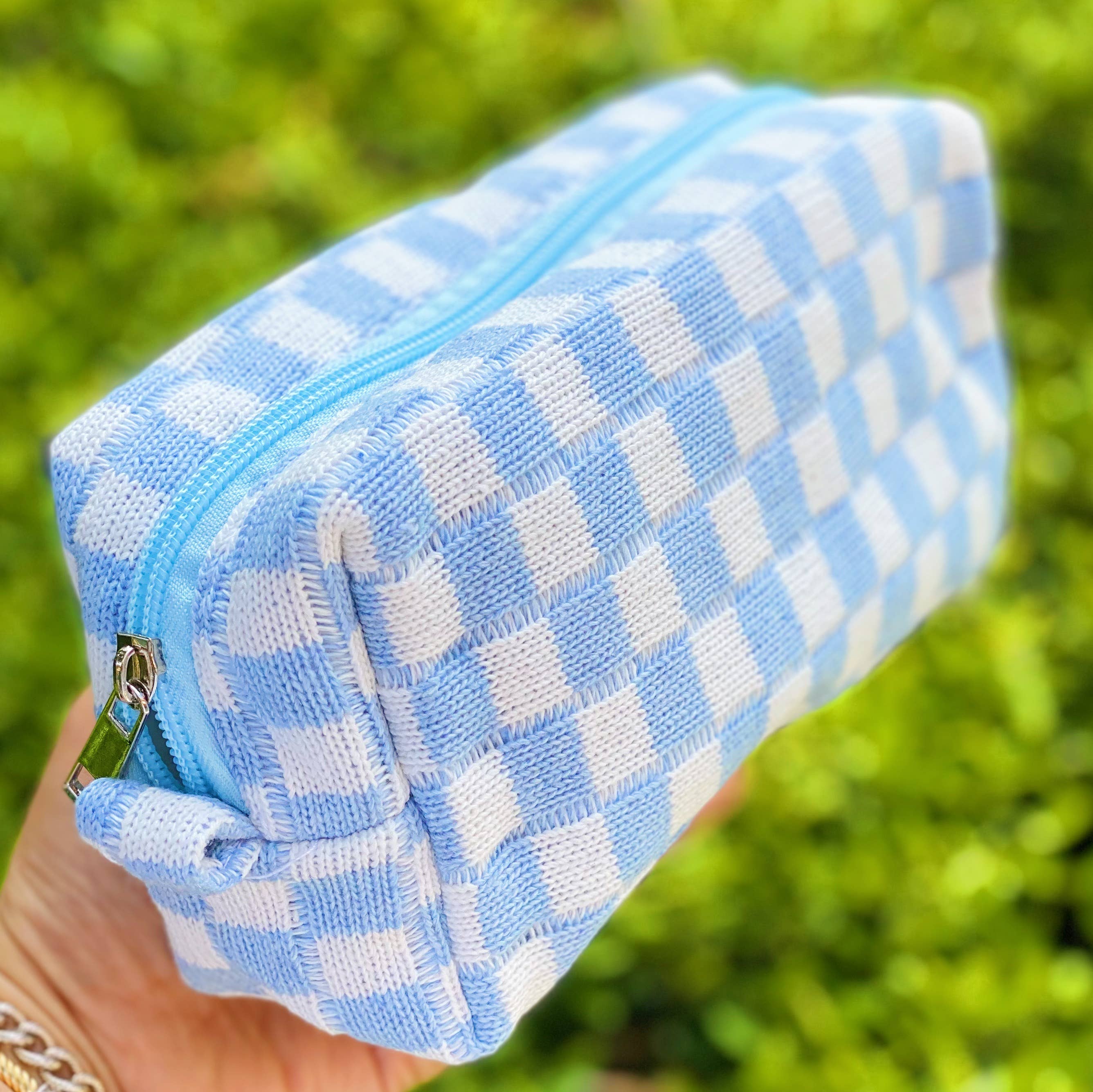 Checkered Cosmetic Bag