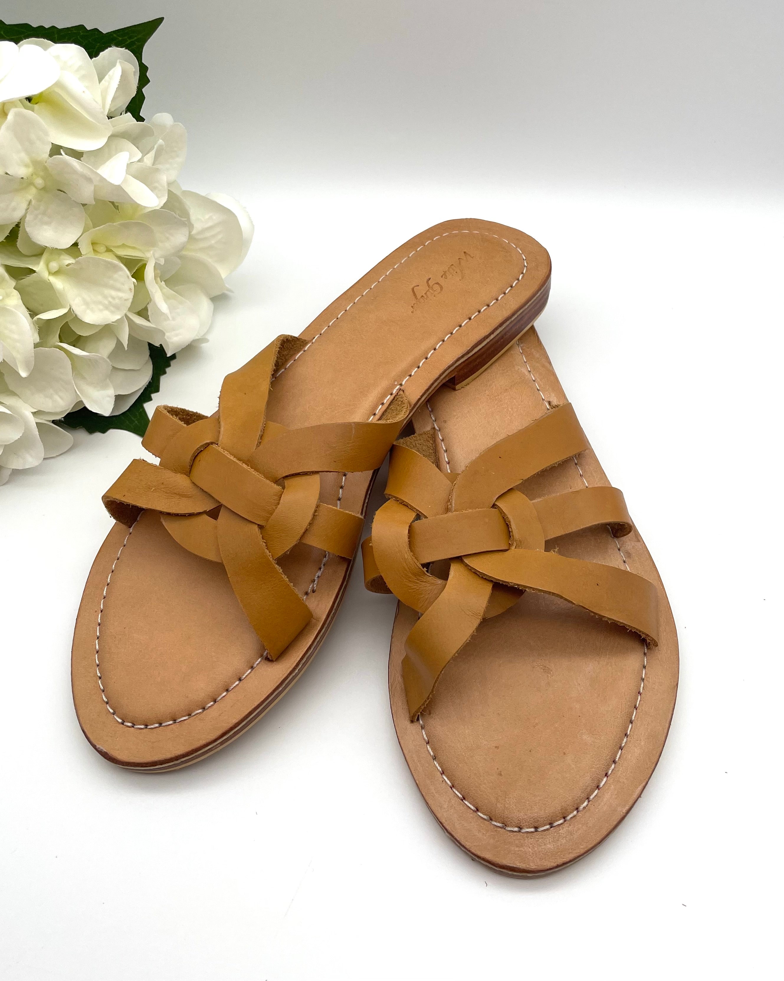 Rhodes Tan Leather Sandal