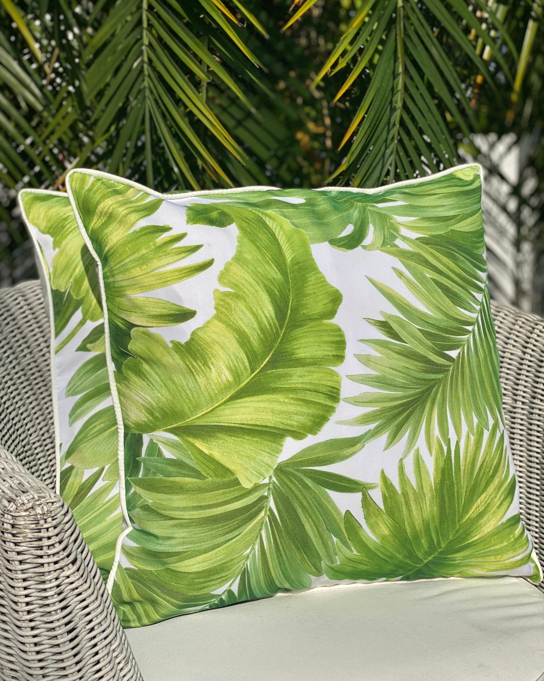 Green Palm Leaf - Cushion Cover