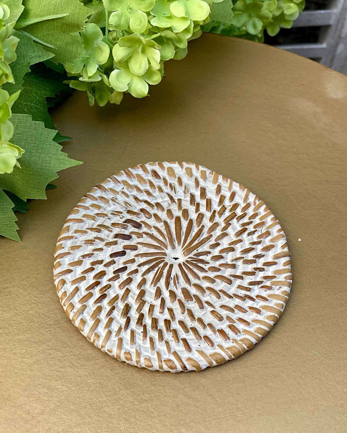 White Rattan Coaster - Set of 2